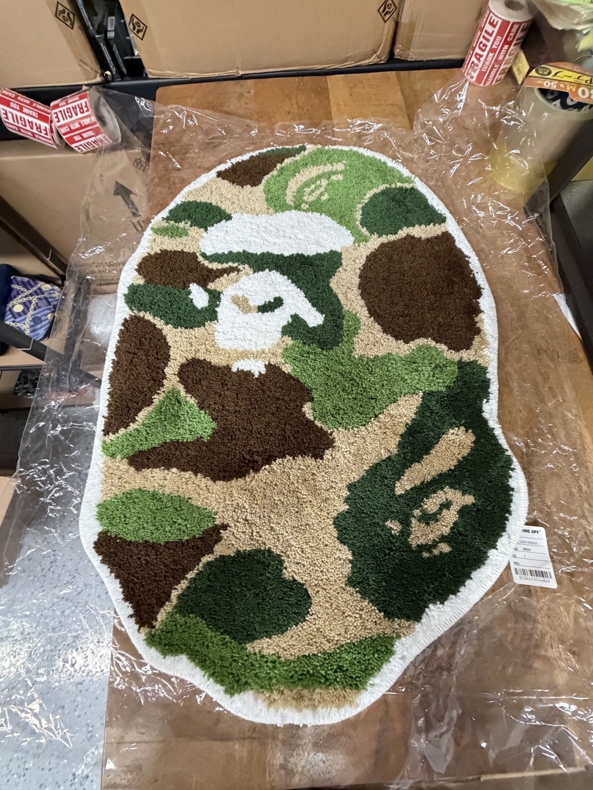 BAPE ABC CAMO APE HEAD RUG MAT – GREEN