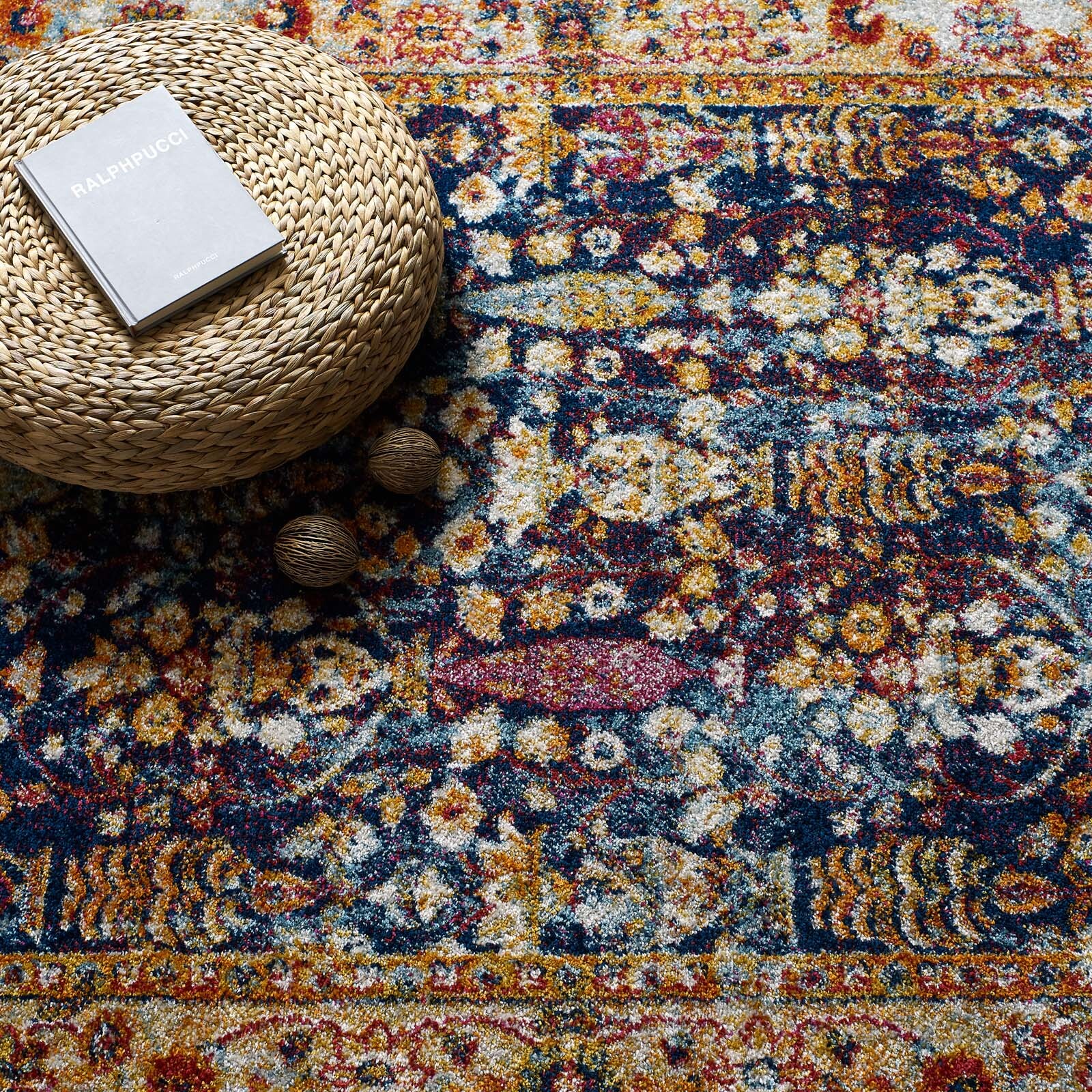 Modway Jessa Distressed Vintage Floral Lattice 5×8 Area Rug