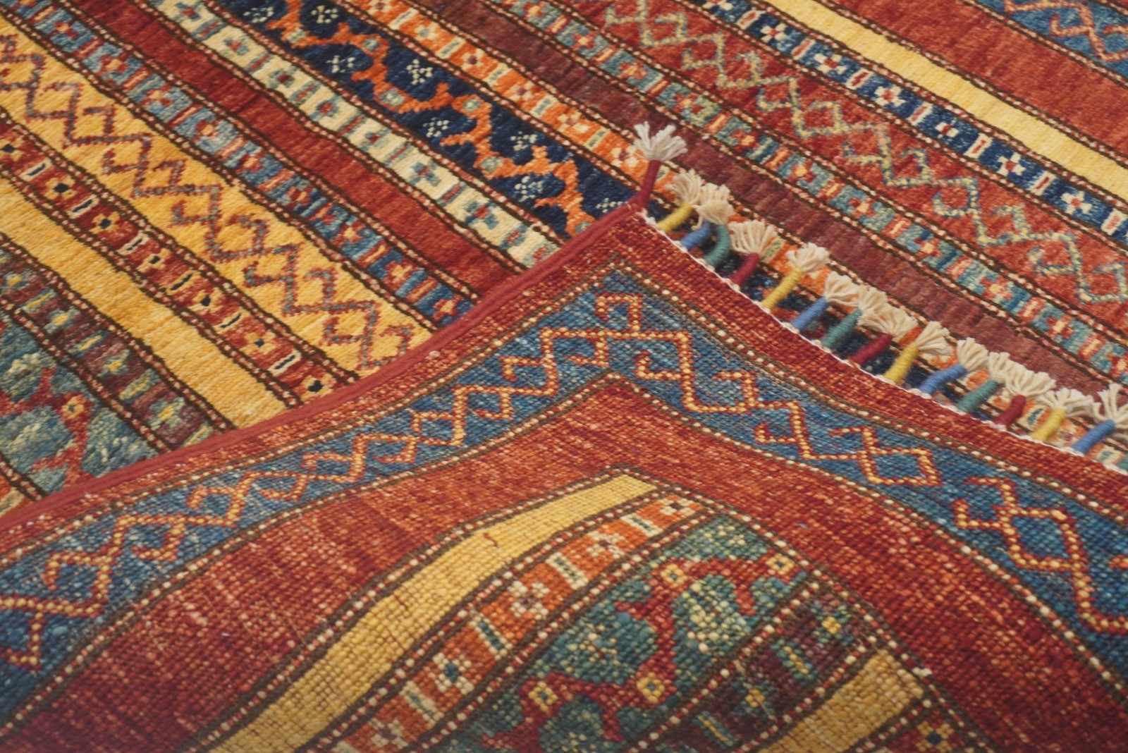3×4 ft Red Striped Hand Knotted Wool Tribal Area Rug