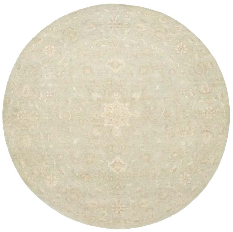 8×8 Muted Aqua Green Floral Handmade Oriental Round Rug Decor Carpet