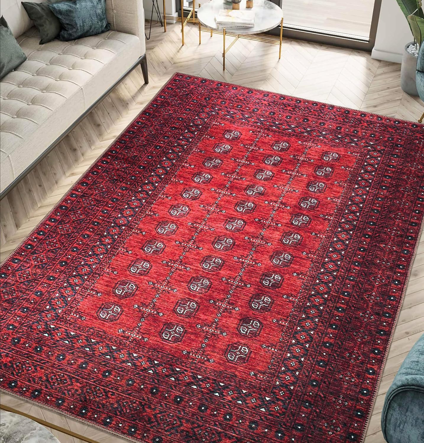 Machine Washable Area Rugs with Non-Slip Backing, Ideal for Hallway, Living Room
