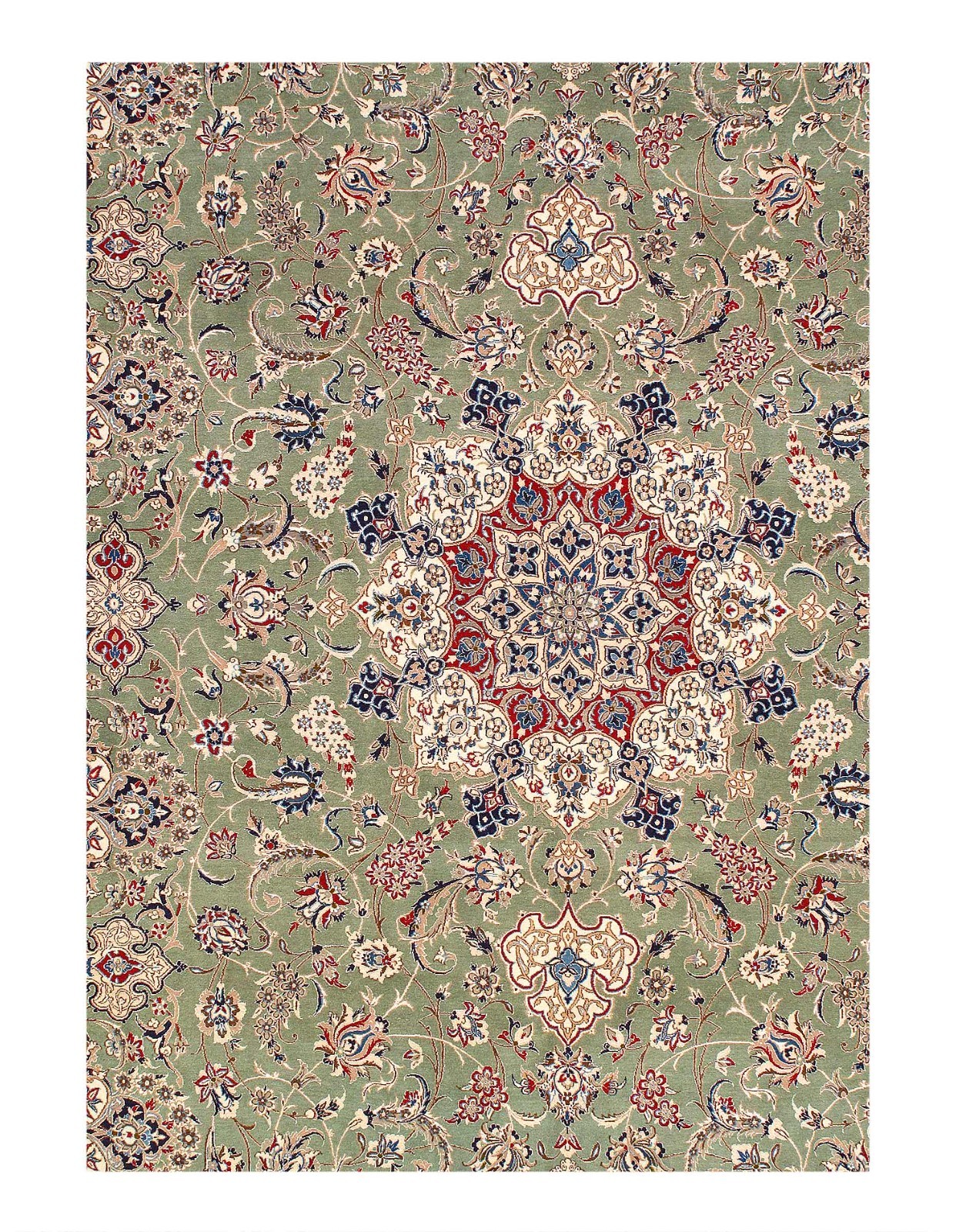 Authentic Green Hand-Knotted silk & wool Rug 8’4”X 11’7”