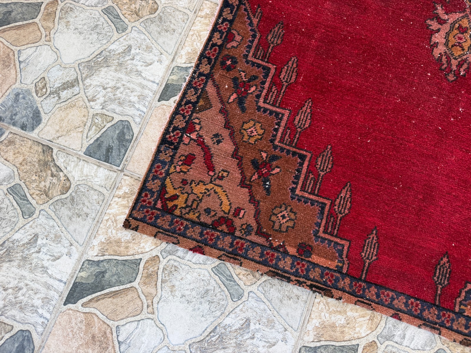 Vintage Red Turkish Oushak Rug 4×7 Handknotted Tribal Anatolian Area Rug Wool