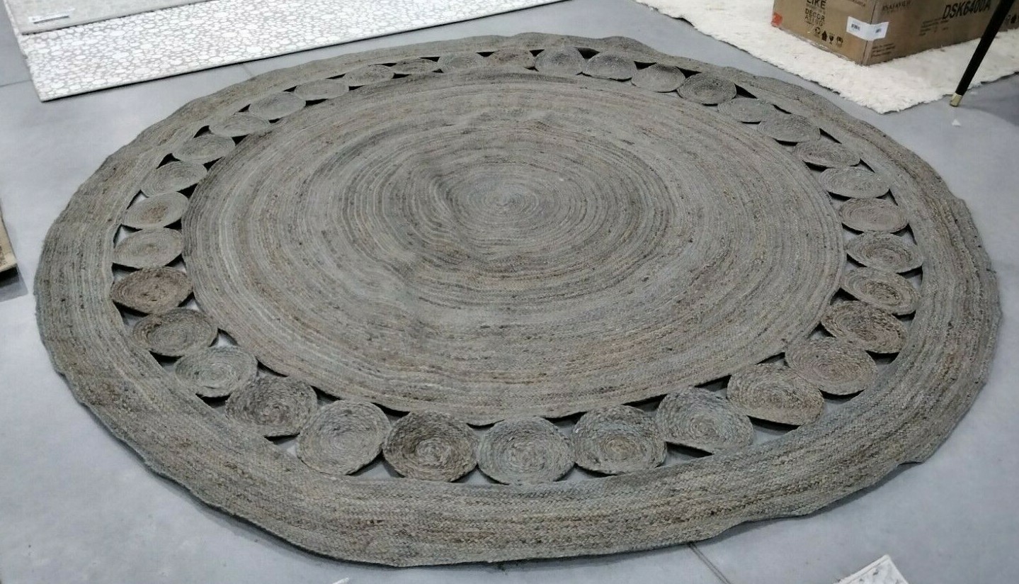 GREY 10′ X 10′ Round Loose Threads Rug, Reduced Price 1172705394 NF364C-10R