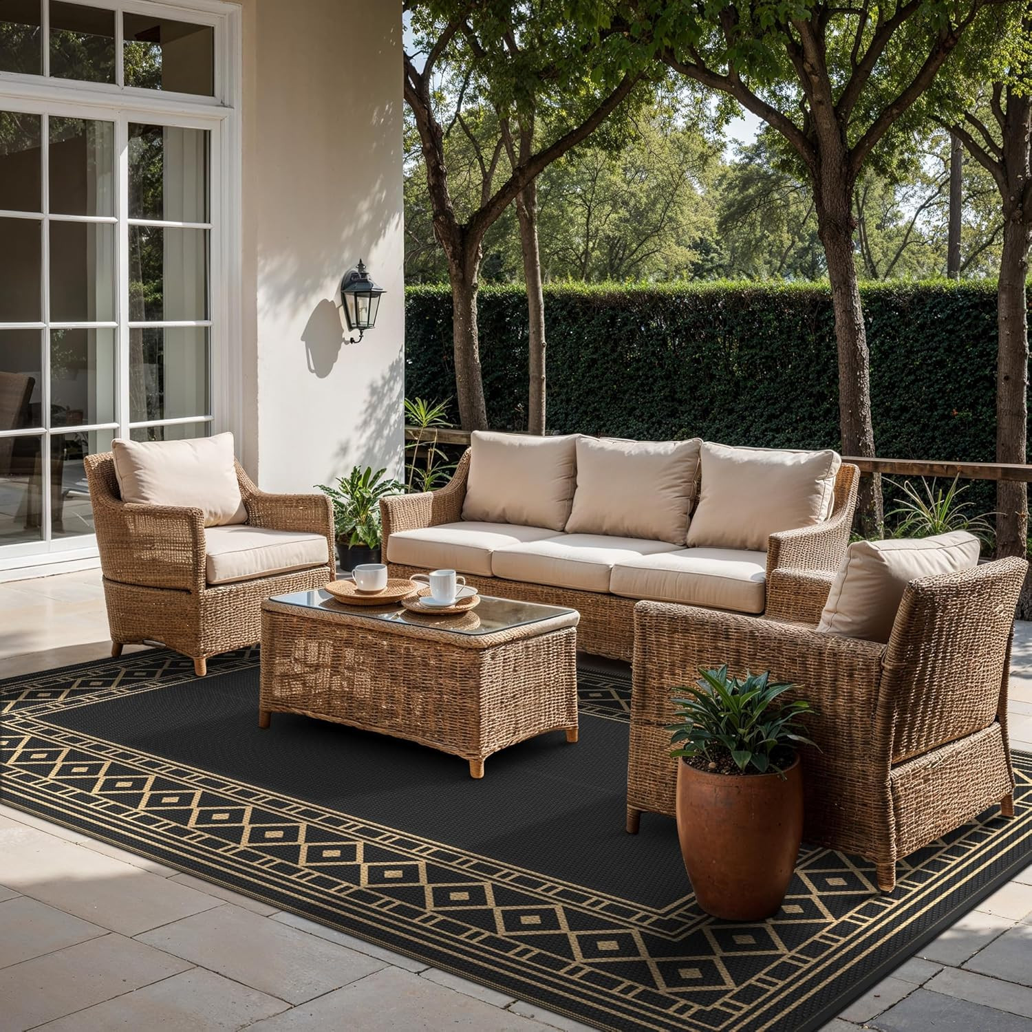 Waterproof Outdoor Rug 10’X20′ Reversible Mat for Patio, RV, Beach, Deck