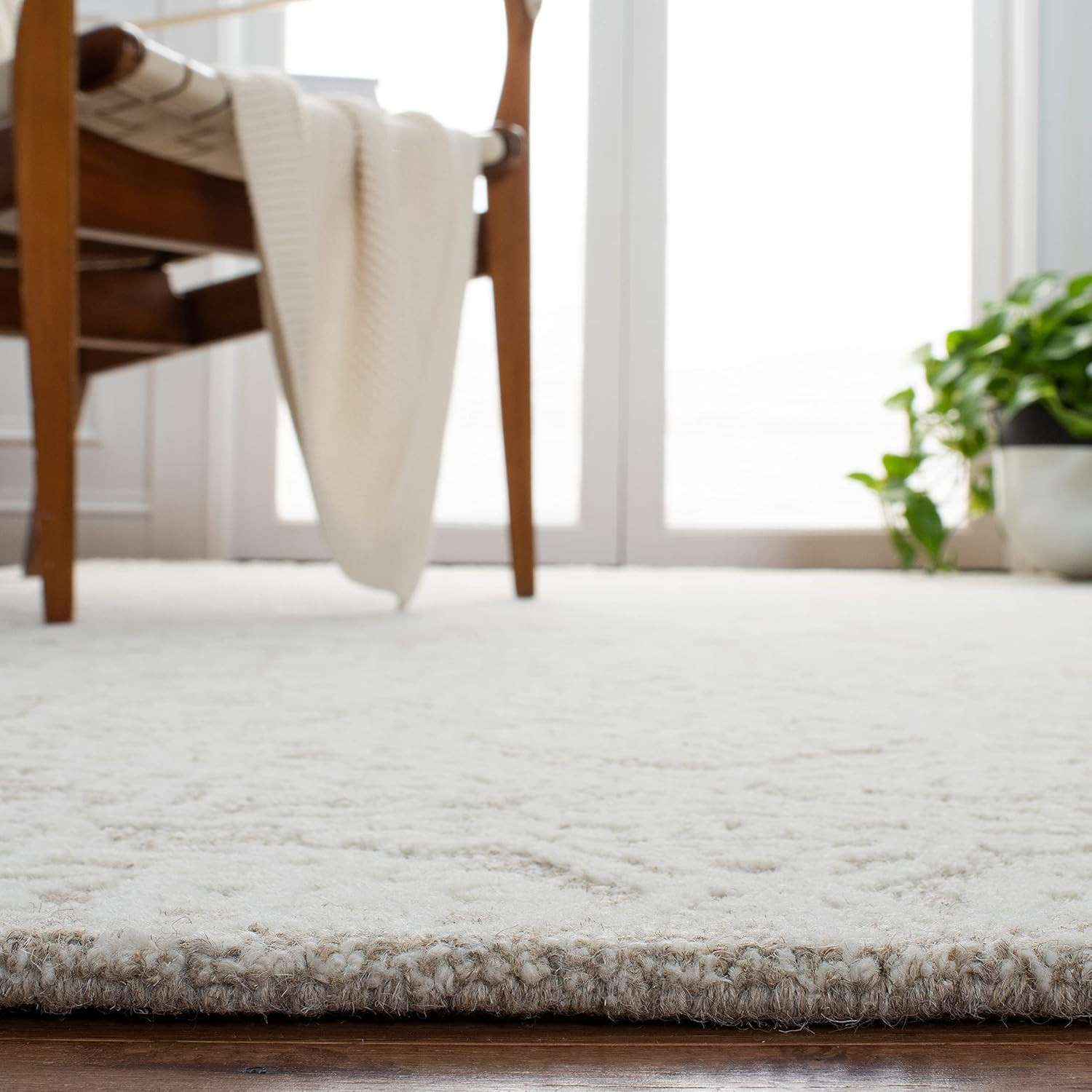 Area Rug 5X8 – Metro Collection – Natural & Ivory, Handmade Wool, Ideal for Livi