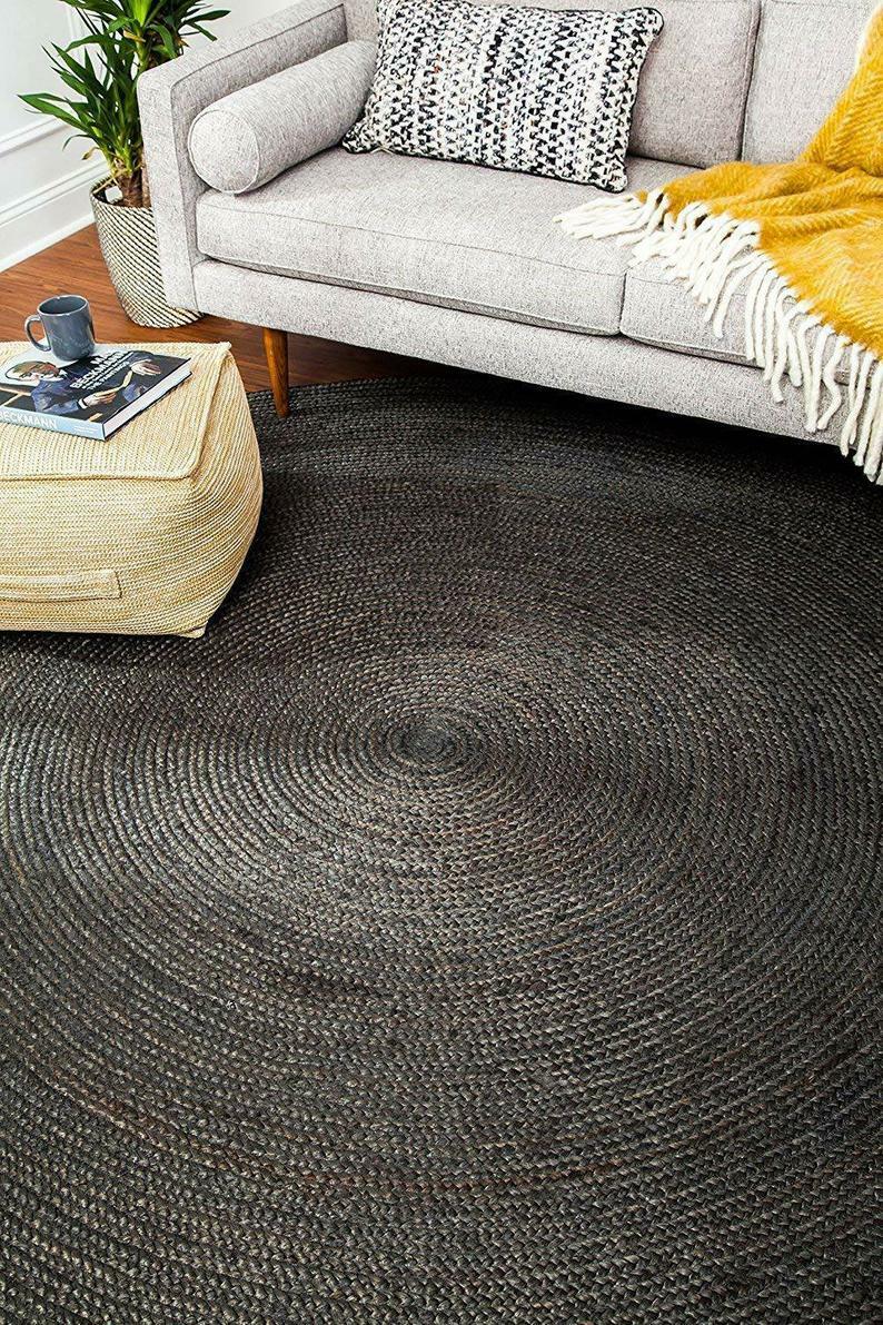 Rug Jute Natural Floors Handmade Natural Round Feet Area Carpet Reversible Rug