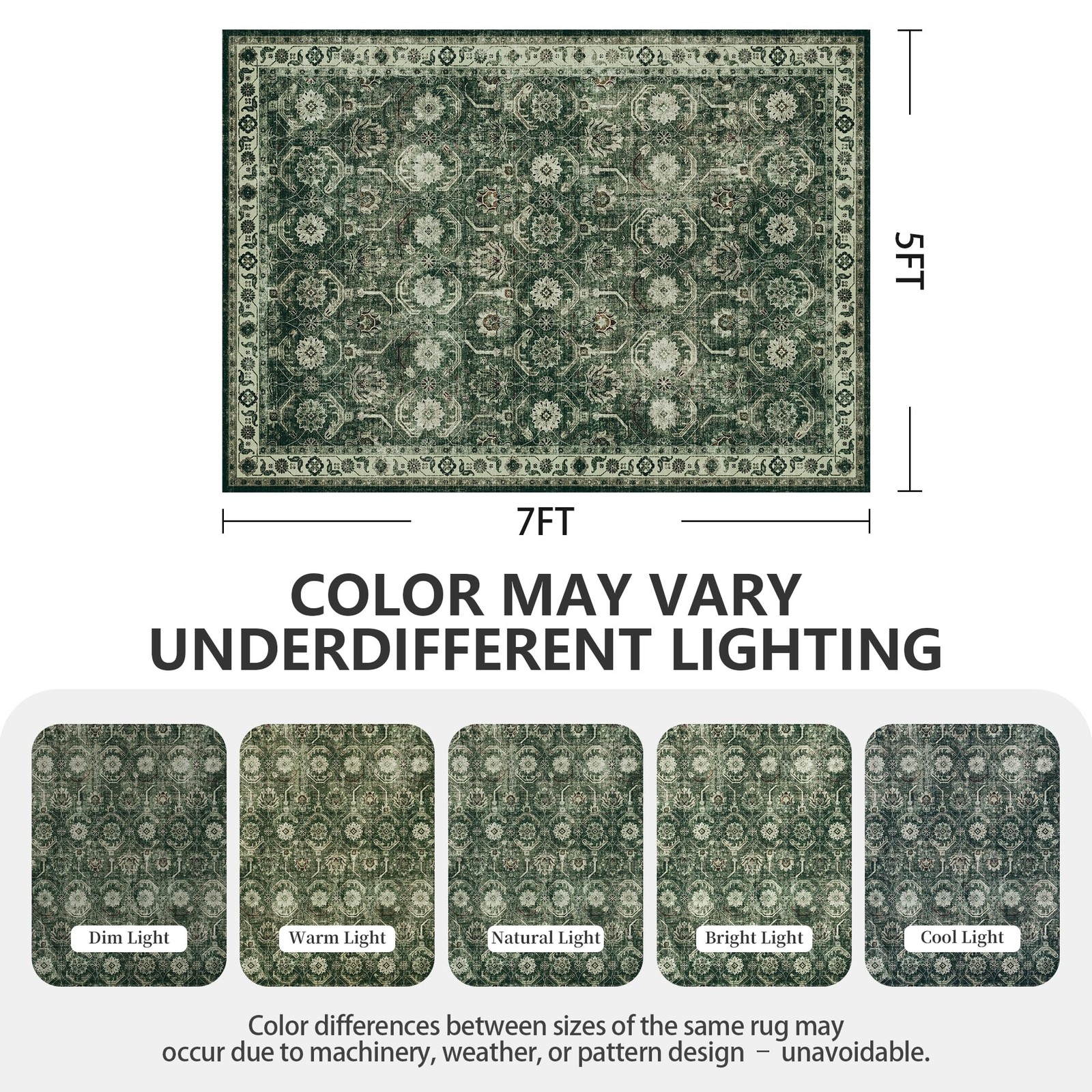 Woodbruy 5×7 Area Rugs, Soft Non Slip Low Pile Washable Rug, Boho Modern Rug …
