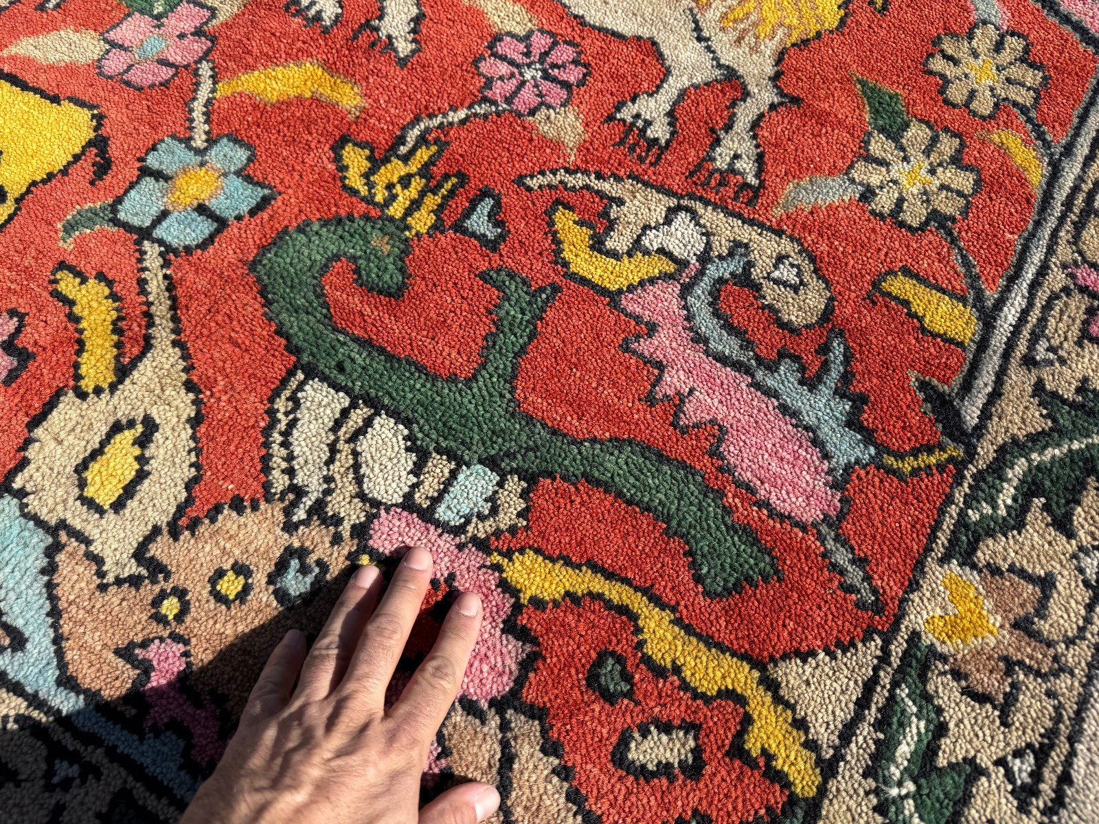 9×12 HANDMADE ORIENTAL RUG WOOL FIRE CORAL RED ORANGE hand-woven oushak new soft