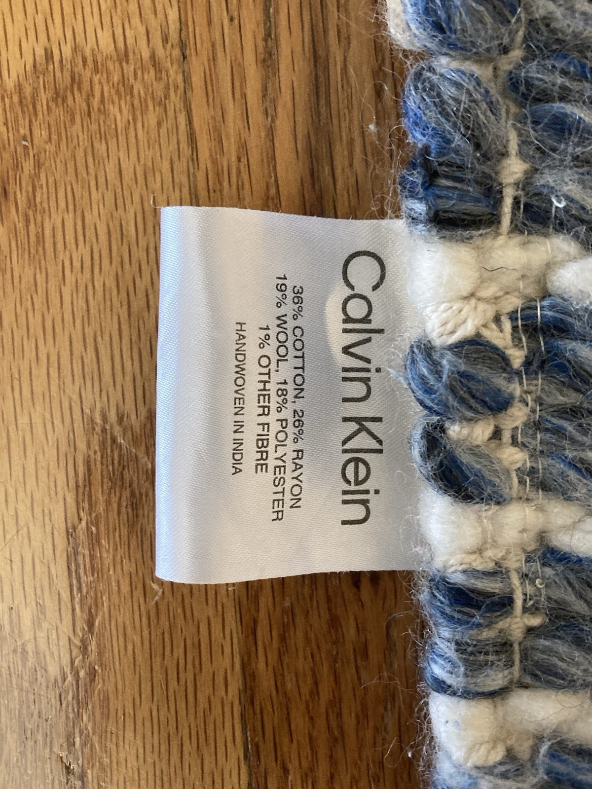 Calvin Klein Wool Blend 2×4’ Area Rug Woven Blue/White