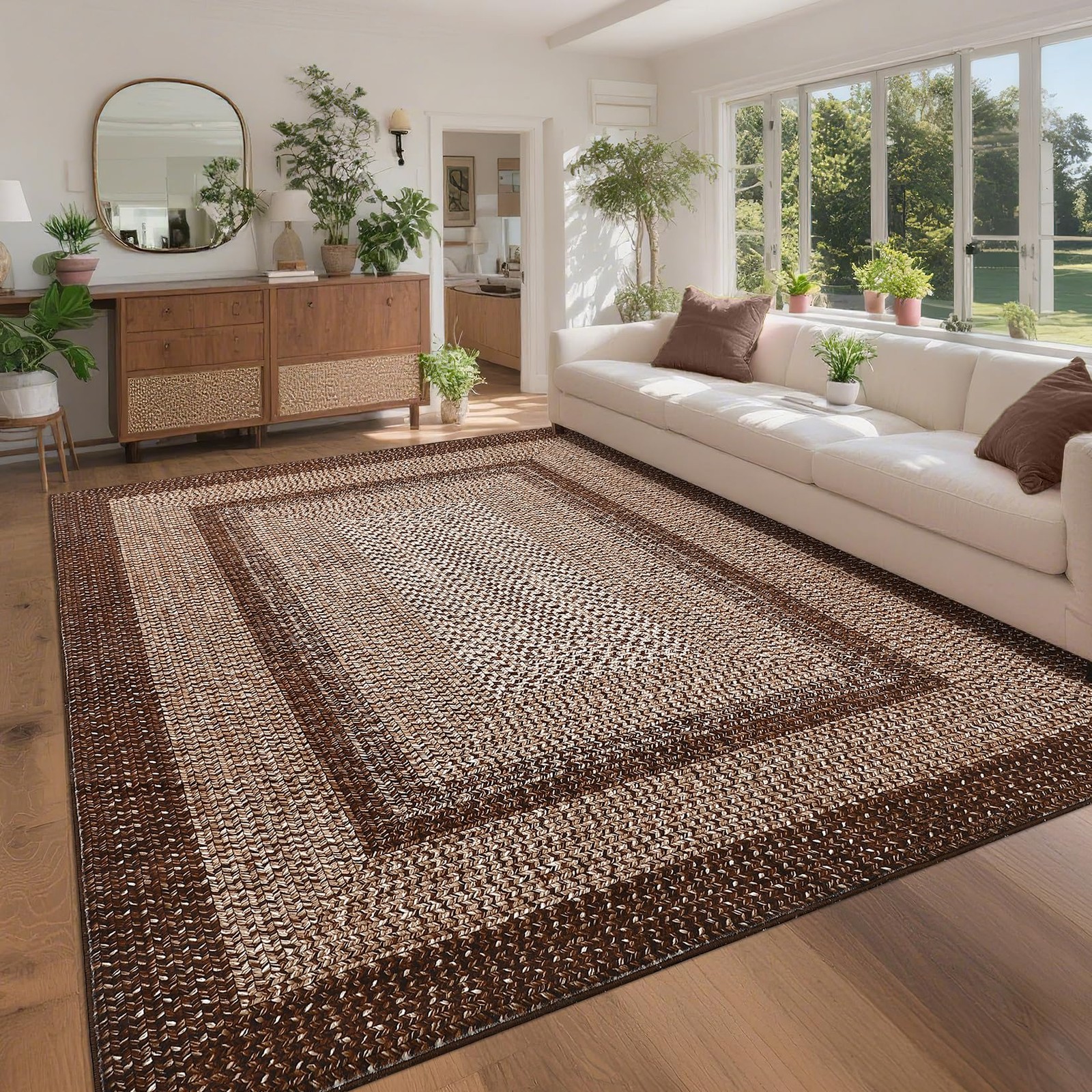 LUXLOOM Printed Washable Area Rug 9×12 Rug for Living Room Modern Rugs for Be…