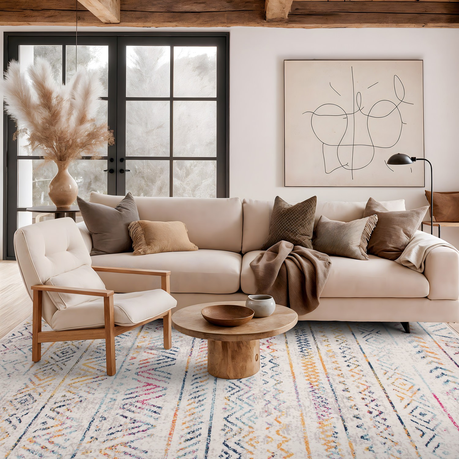 Rugshop Area Rugs Geometric Distressed Bohemian Carpet Turkish Rugs Jute Rug 5×7