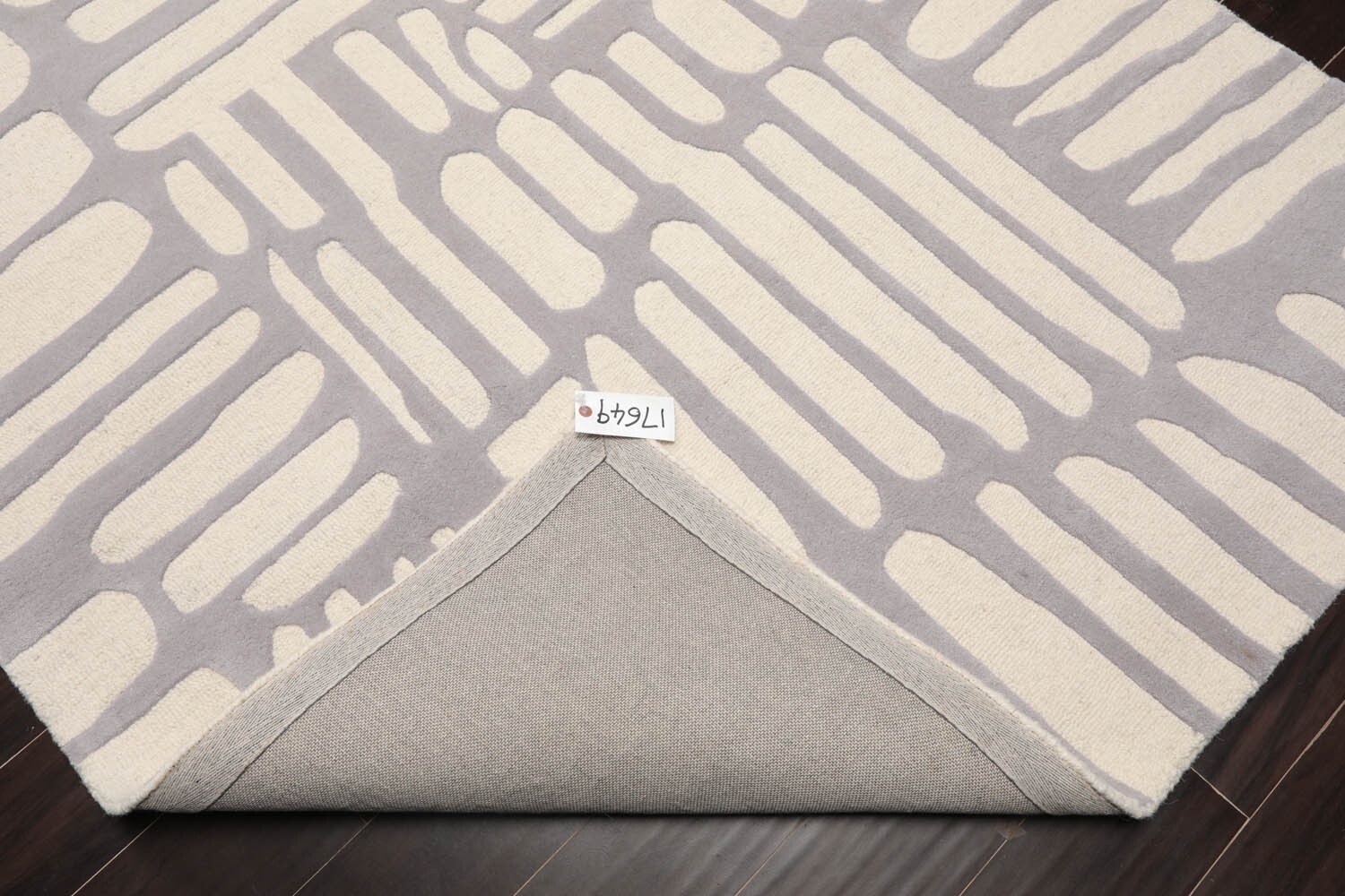 Designer Loop N Cut Pile Handmade Wool Modern Area Rug Cream Gray 5′ x 8′