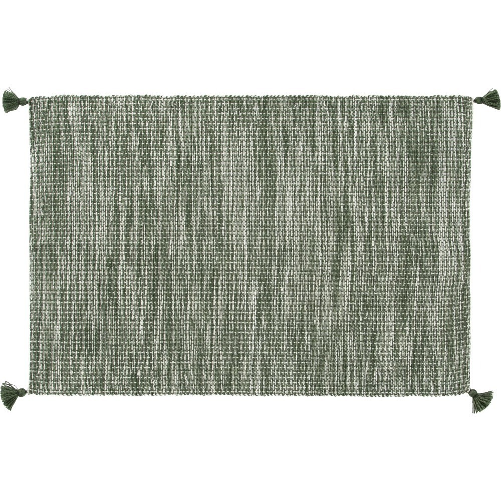 Green Tassel Outdoor Layering Rug for Patio Lawn Garden 24×36 Inch