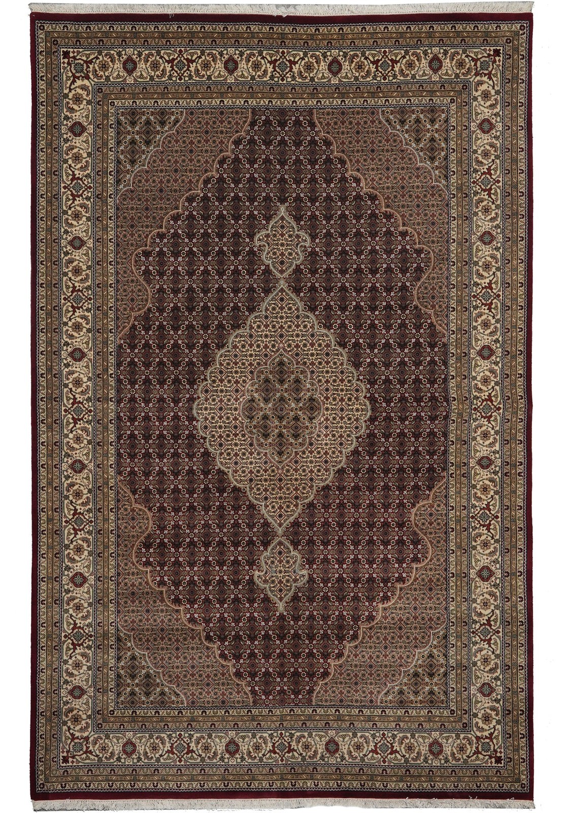 7 x 9.9 Mahii Tabriiz Herrati Wool Silk Hand-Knotted Rug #F-3069