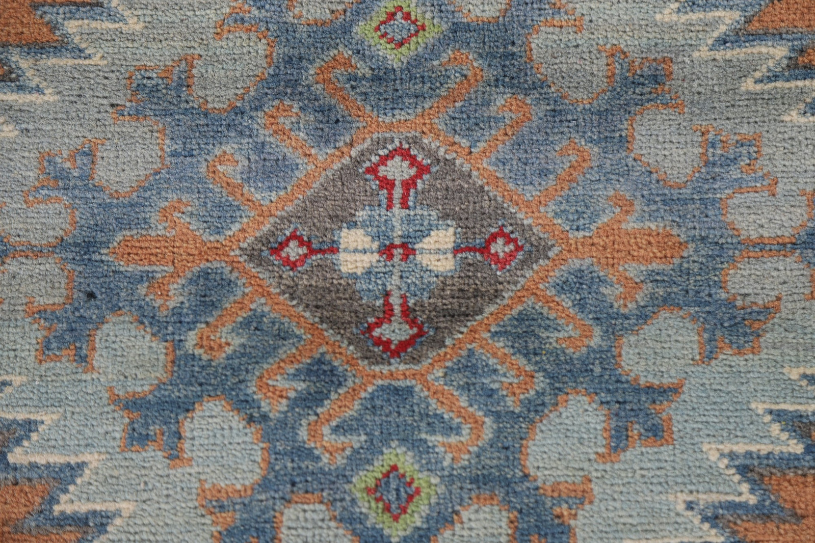 Hand-Knotted Beige Wool Bedroom Carpet Geometric Kazak Oriental Area Rug 7×10 Ft