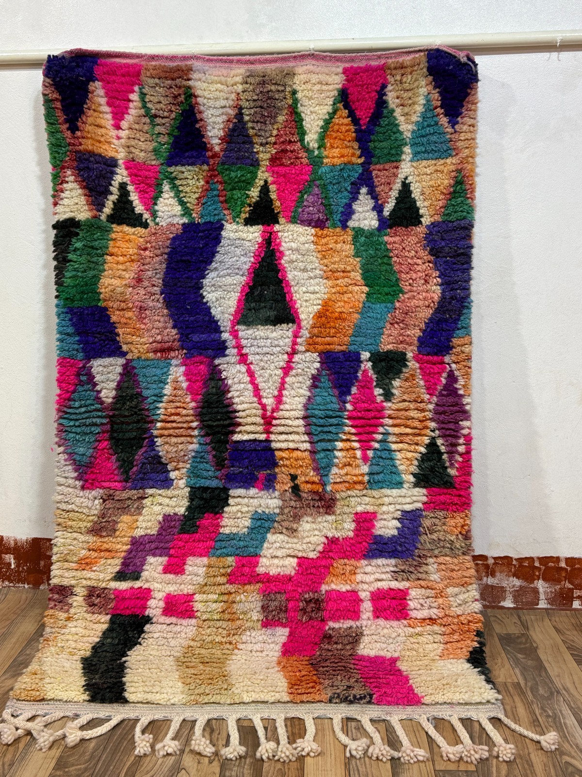 Handwoven Moroccan Rug 3.5×5.7 ft – Vibrant Colors | Bohemian Art Rug, Boho Chic