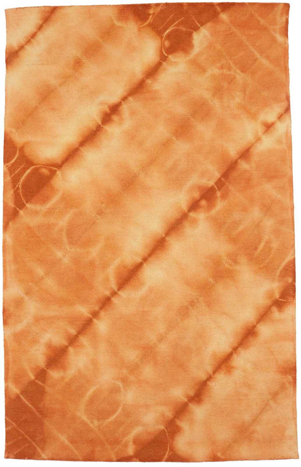 Hand-Tufted 5×8 Marigold Orange & Yellow Tie-Dye Rug Modern Wool Plush Carpet