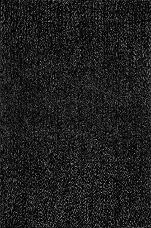 Handmade Black Jute Area Rug Natural Braided Floor Carpet for Eco-Friendly Boho