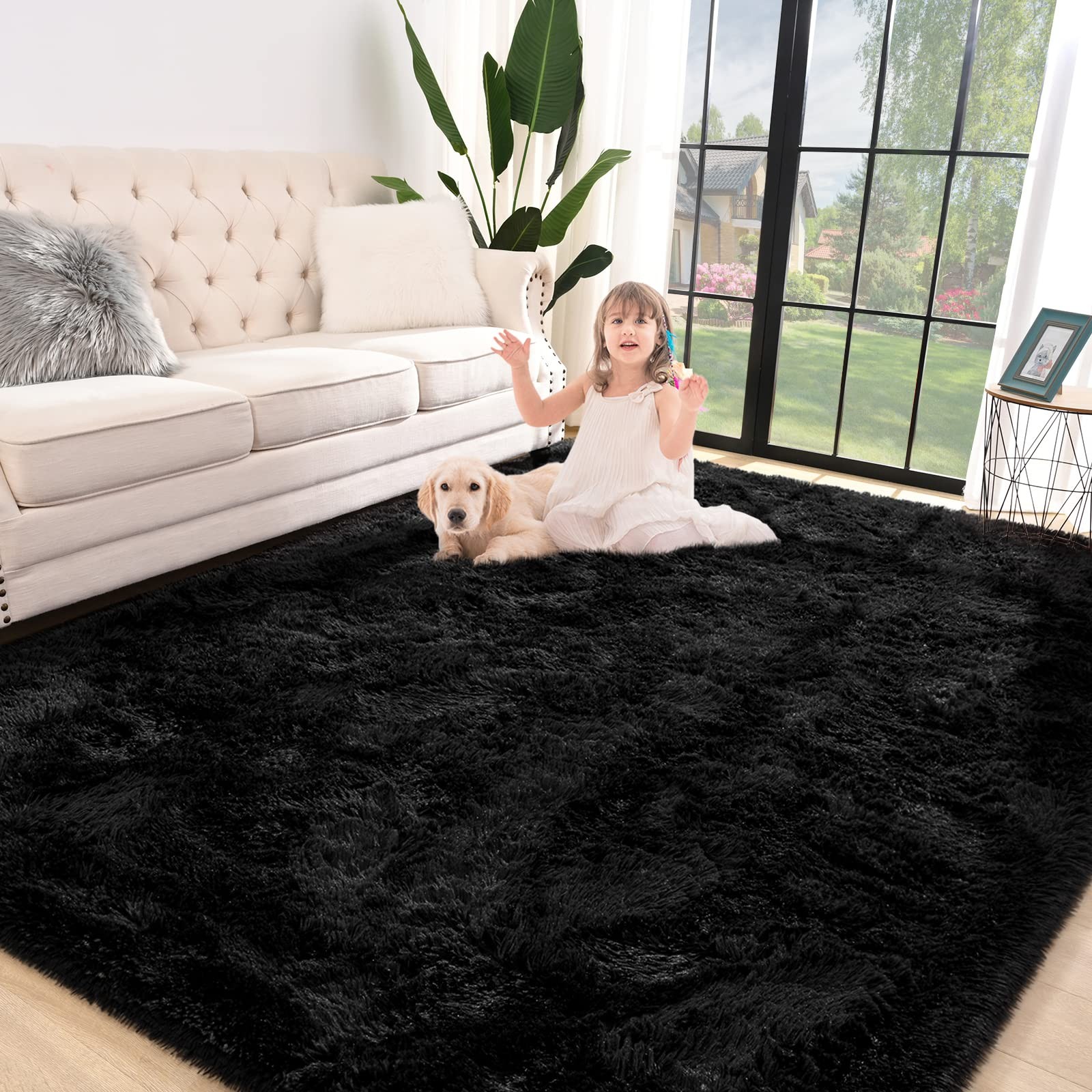Jelymark Super Soft Shaggy Rug for Bedroom, 5×8 Feet Fluffy Carpet for Living Ro