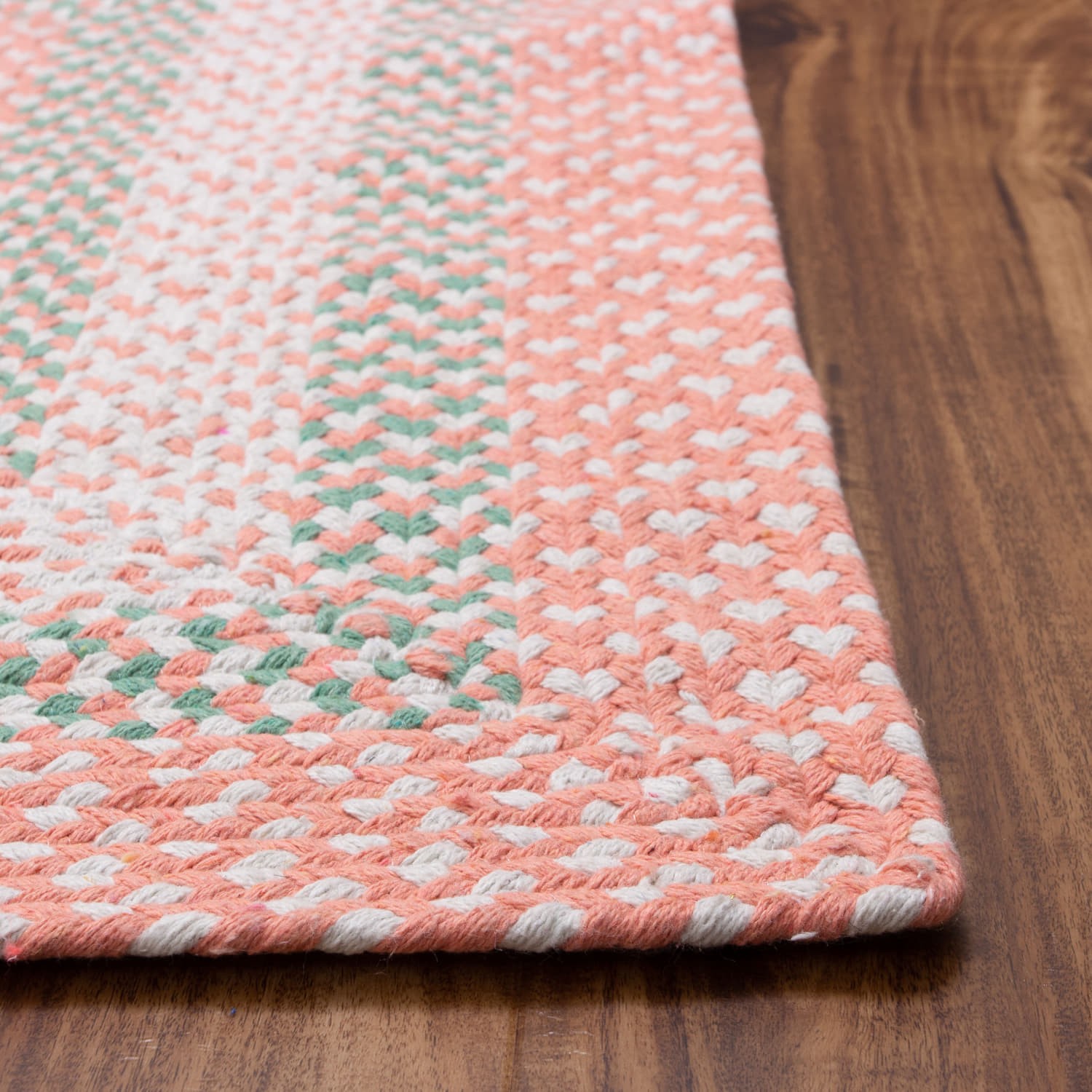 Cotton Braided Area Rug Farmhouse Coral Rug for Nursery and Kids Room Rug