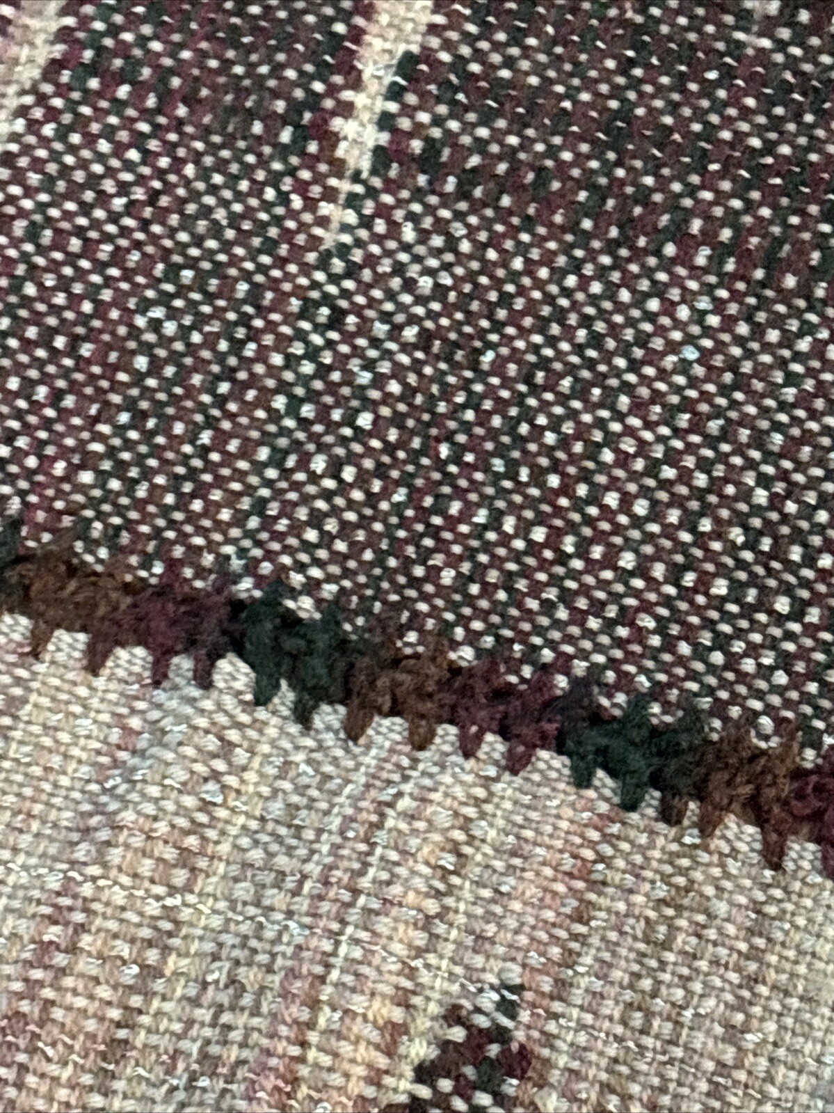 Vintage Hand Woven Loomed Farmhouse Throw 57” X 54”