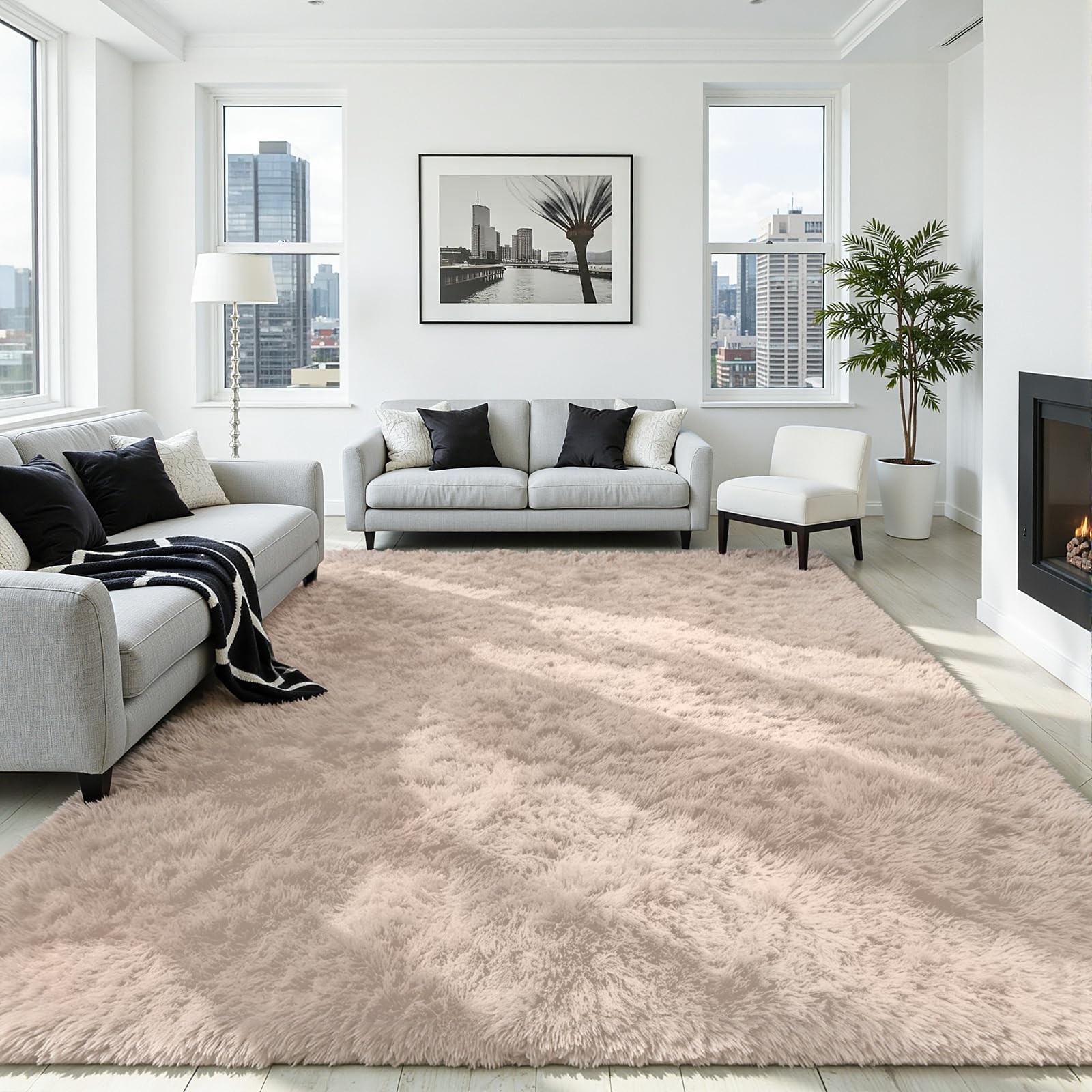 Oriannal 5’x8′ Beige Shag Area Rug