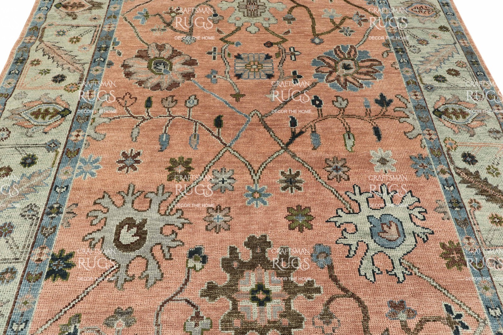 Oushak Hand Knotted Peach 4×6, 5×8, 6×9, 8×10, 9×12, 10×14, 12×15 Wool Area Rug