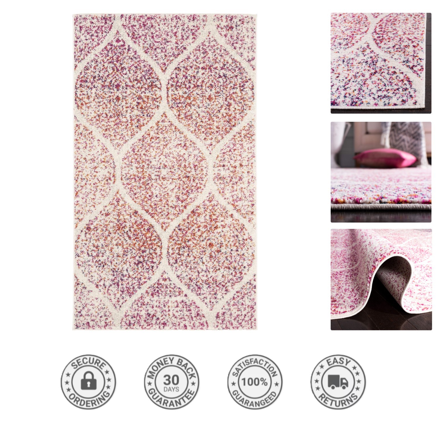 Elegant 2’3″ x 4′ Accent Rug – Madison Collection’s Stain Resistant Trellis