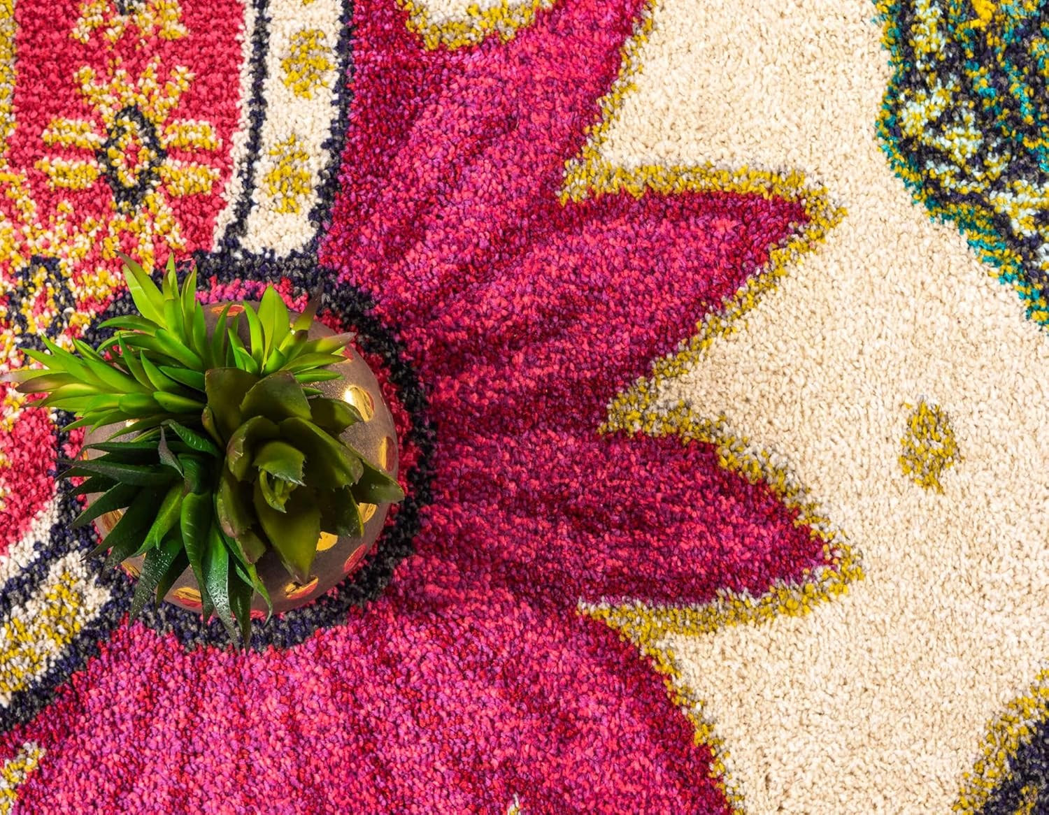 Colorful Paisley Floral Area Rug – Estrella Collection 9’x12′ Beige/Pink