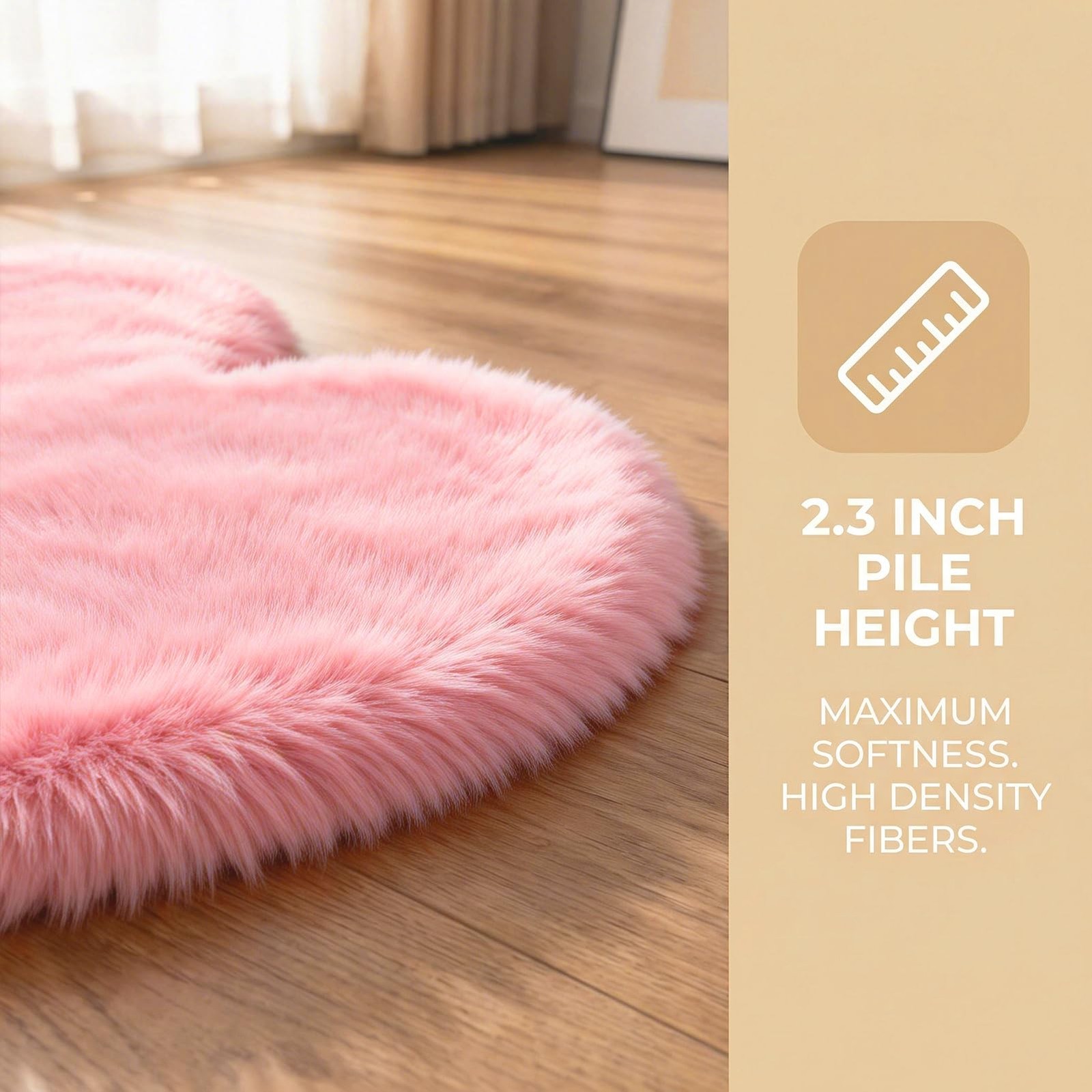 Long Pile Heart Shape Indoor Living Room Area Rug, High Traffic Bedroom Rug H…