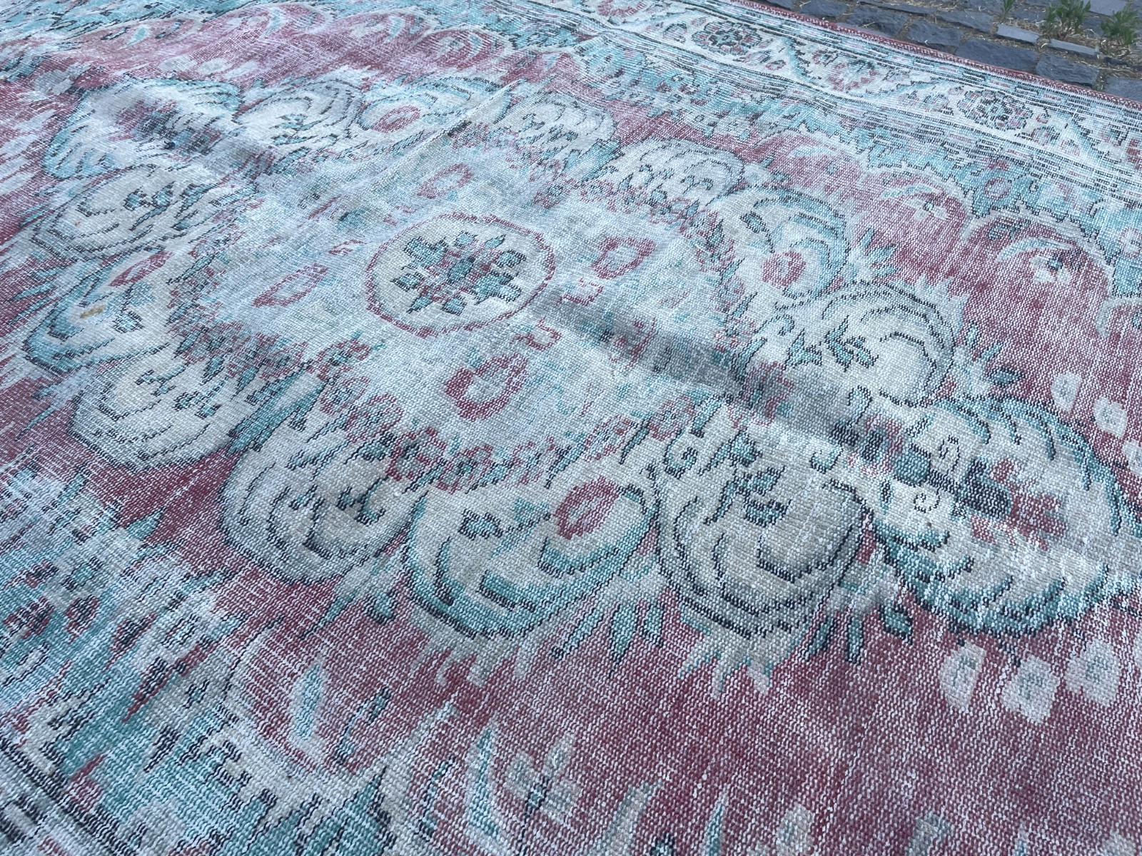 Turkish Vintage Rug, Handmade Wool Rug, Bohemian Large Rug, 6,3 x 9,3 ft