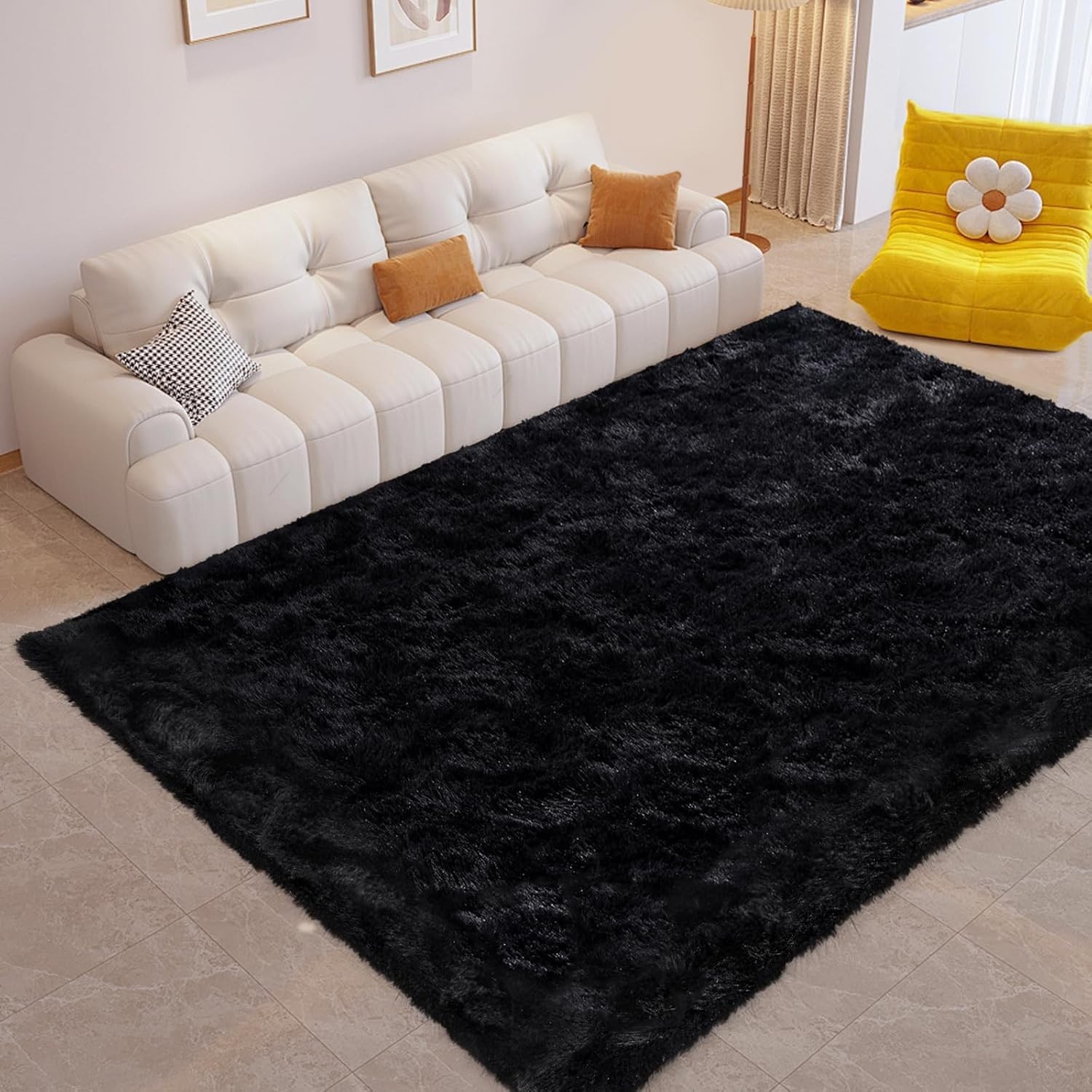 FinRèc Soft Black Area Rugs for Bedroom Living Room, 4×6 Feet Modern Indoor …