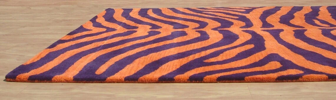 Zebra Orange Modern Hand-Tufted 100% Wool Handmade Area Rug Carpet for Home Rug