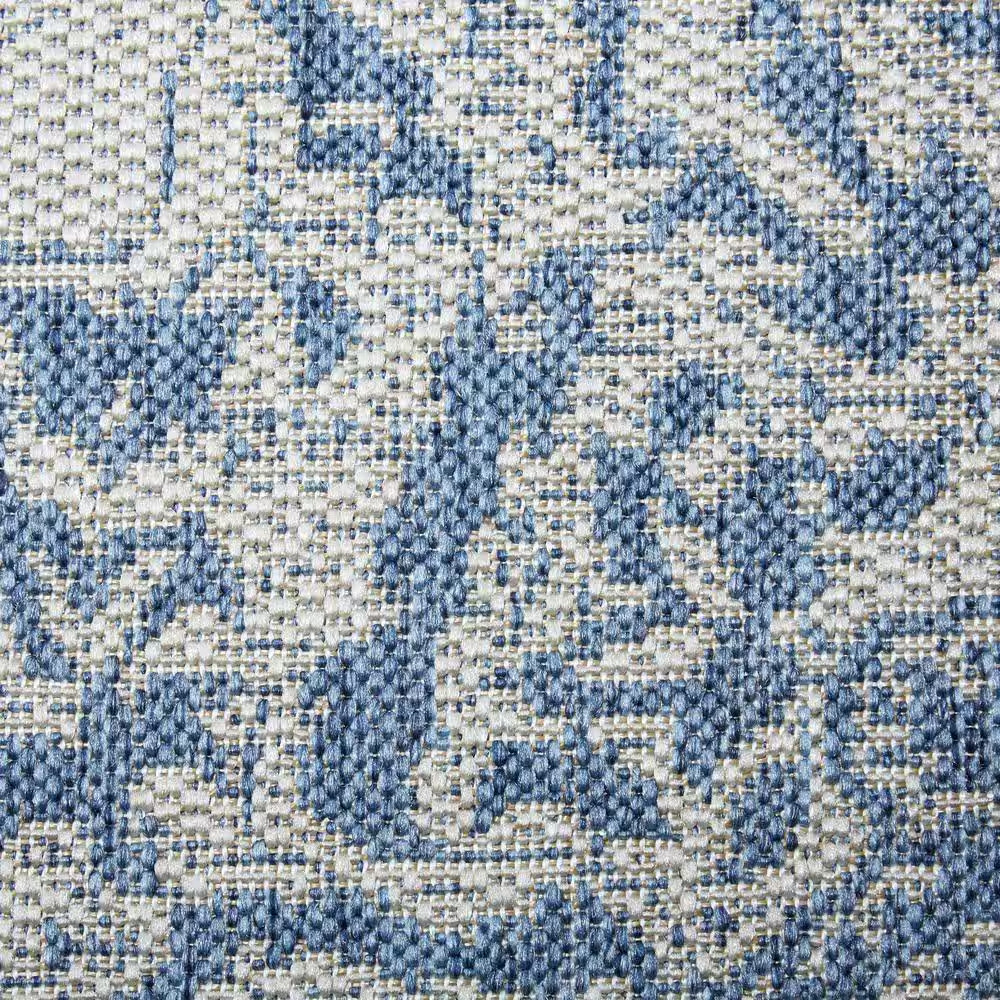 Patio Country Azalea Gray/Blue 5 Ft. X 7 Ft. Medallion Indoor/Outdoor Area Rug