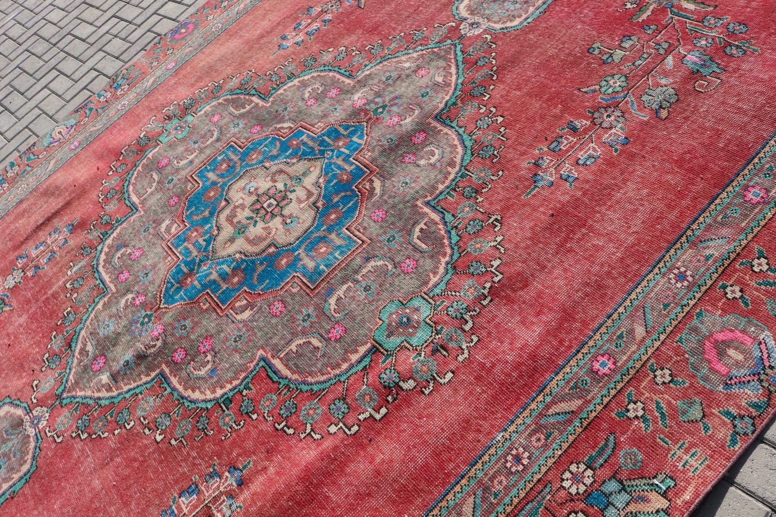 Turkish Rug 8,8×11,6 ft (269×354 cm), Red Oriental Vintage Rug