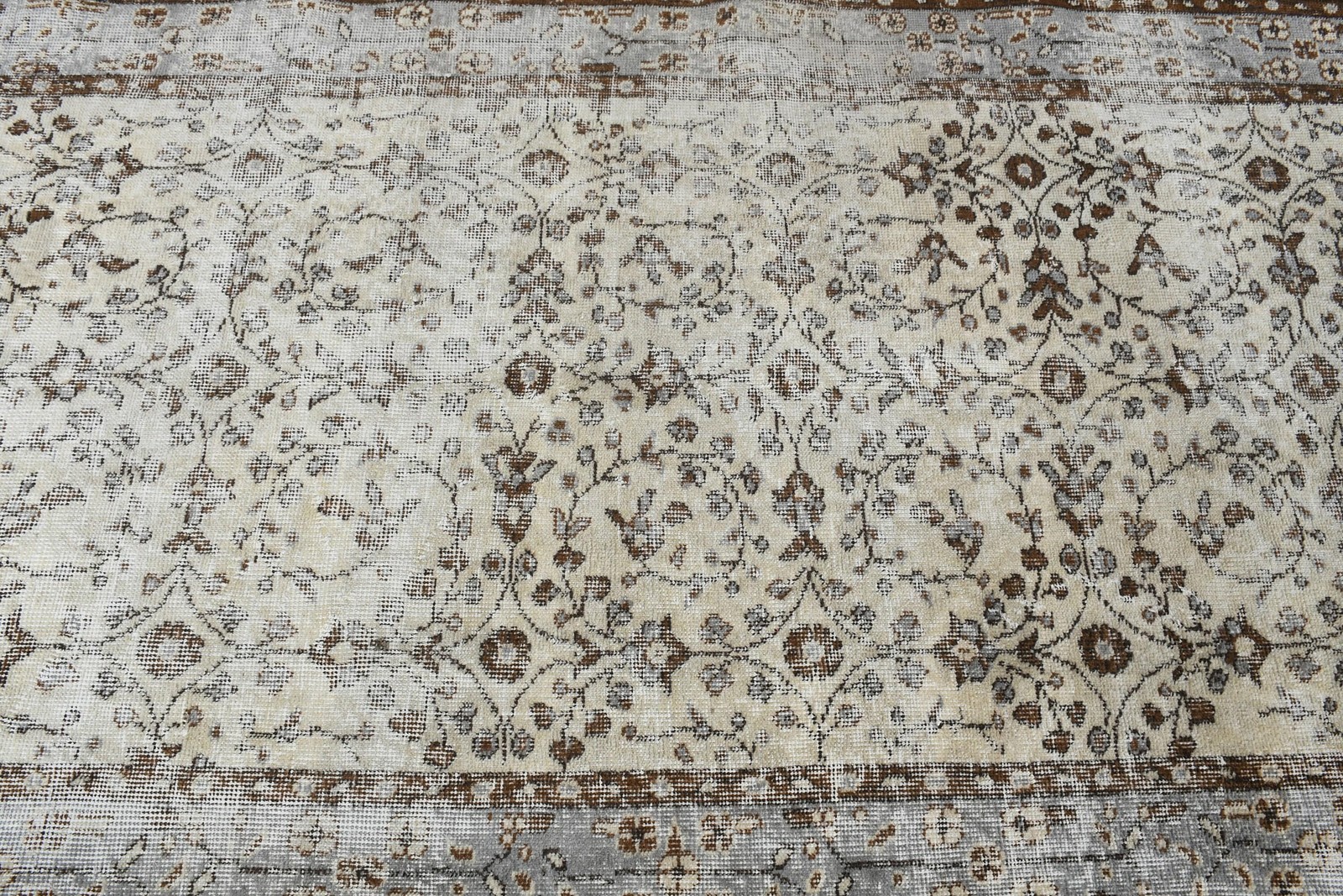 Vintage Turkish Rug 3,7×6,8 ft (113×206 cm), Brown Wool Rug