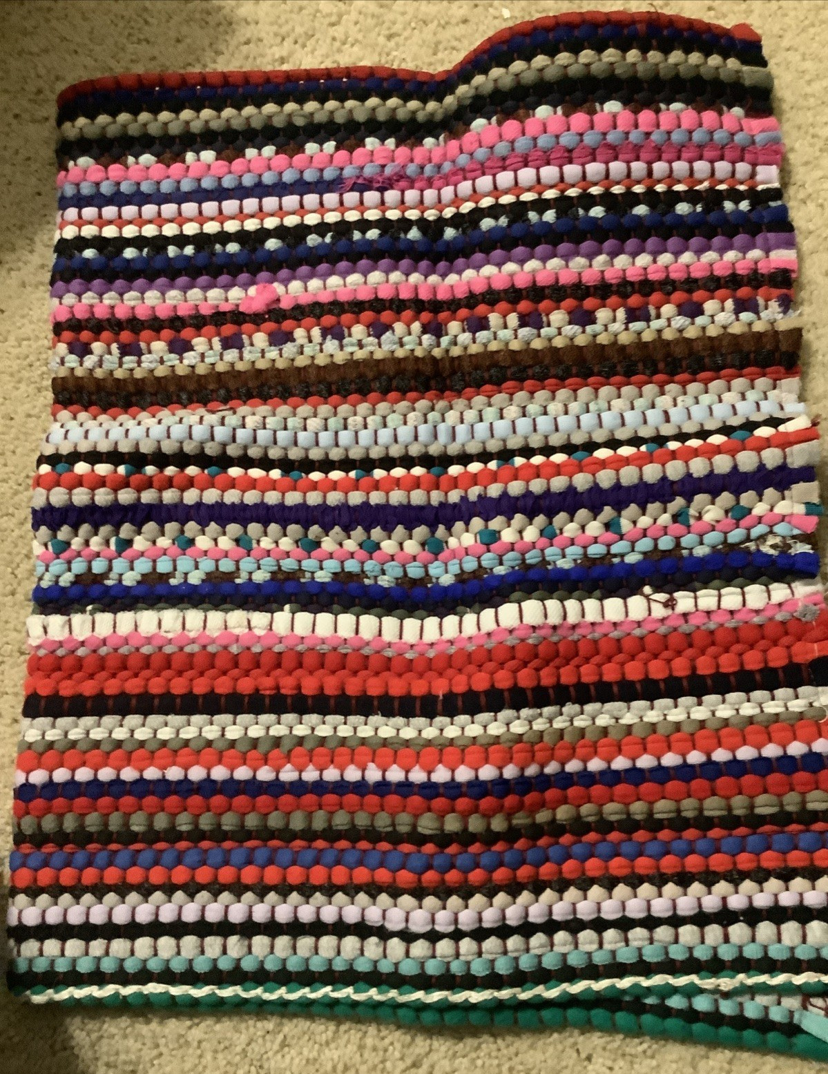 MULTI COLOR RAG RUG 20”x 32” GREEN, RED,OLIVE, GREY,BROWN,BLUE ECT.