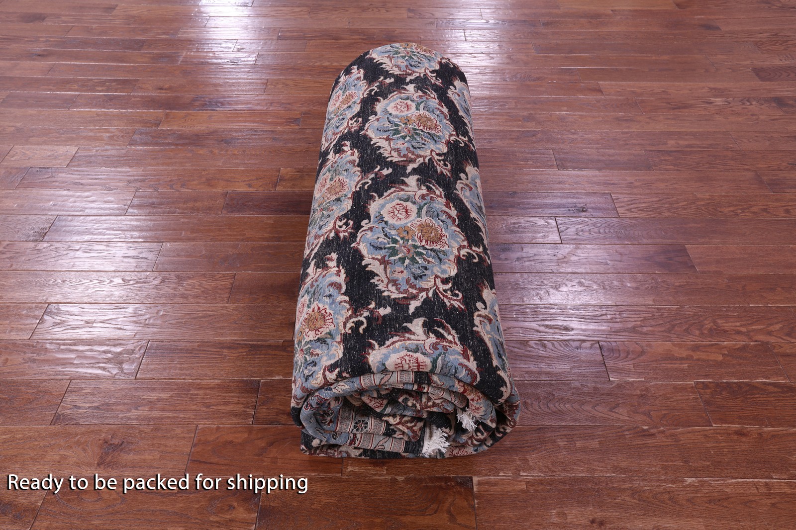 Black Traditional Hand-Knotted Wool Rug 11′ 11″ X 15′ 5″ – Q23535