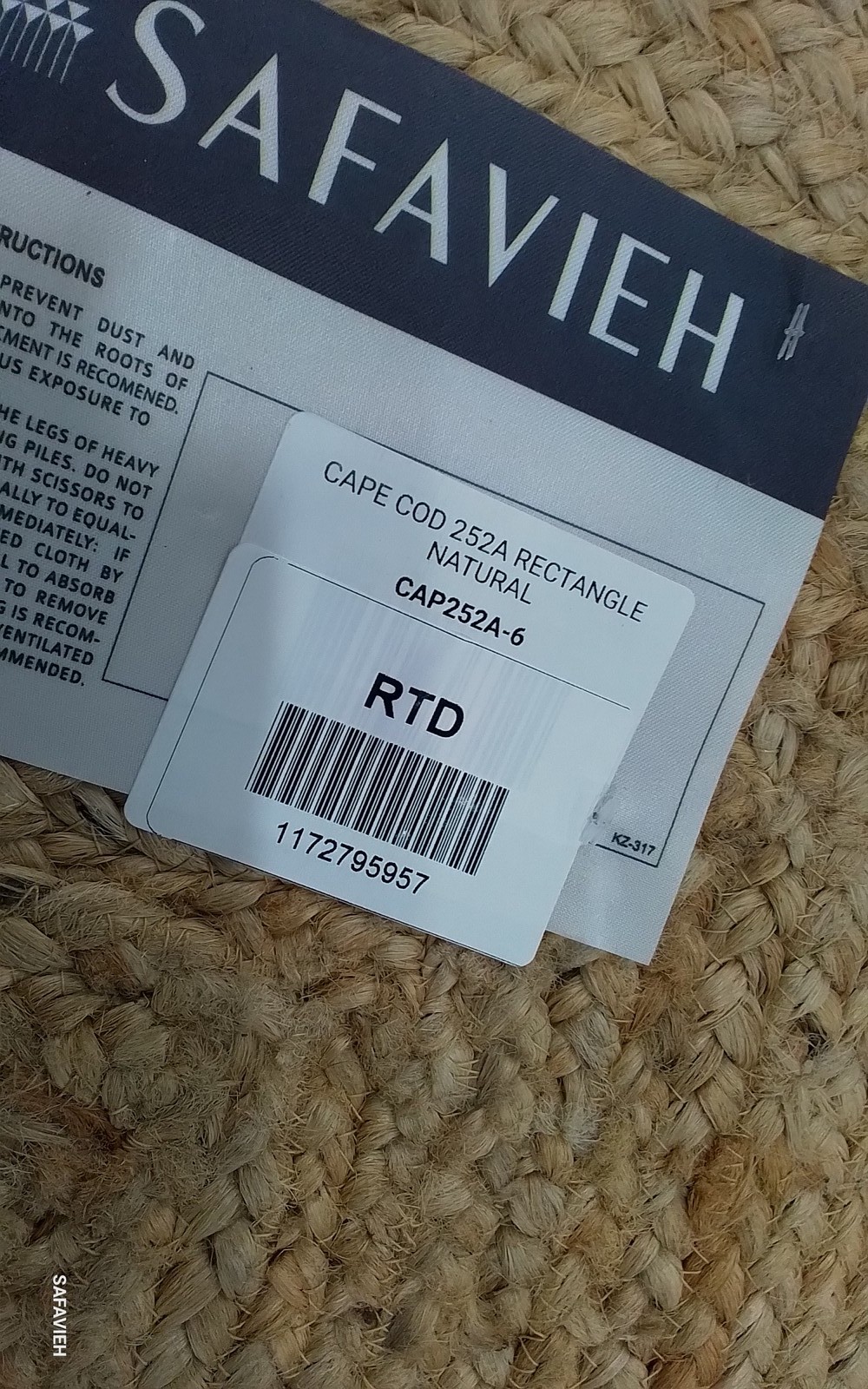 NATURAL 6′-0″ x 9′-0″ Broken Thread Rug, Reduced Price 1172795957 CAP252A-6