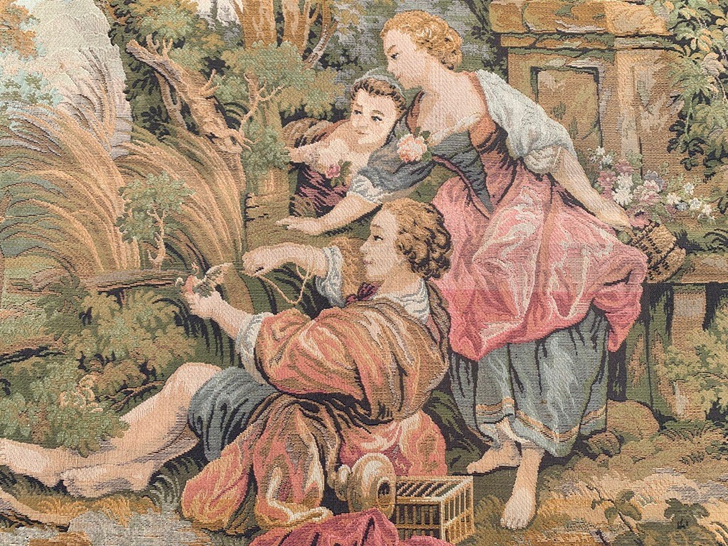 Vintage Tapestry, Pictorial French Wall Hanging Tapestry Wall Décor 3x6ft
