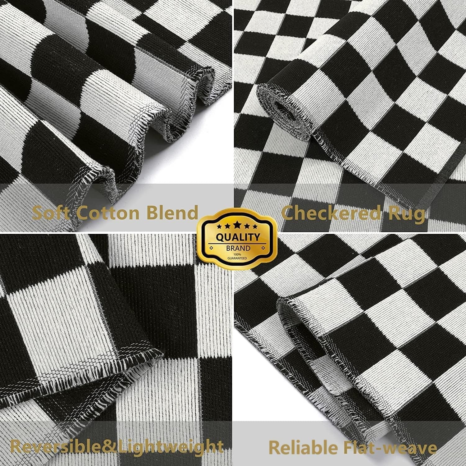 Checkered Rug, 5×8 Ft Black and White Rug, Retro Moroccan Checkerboard Rugs, …
