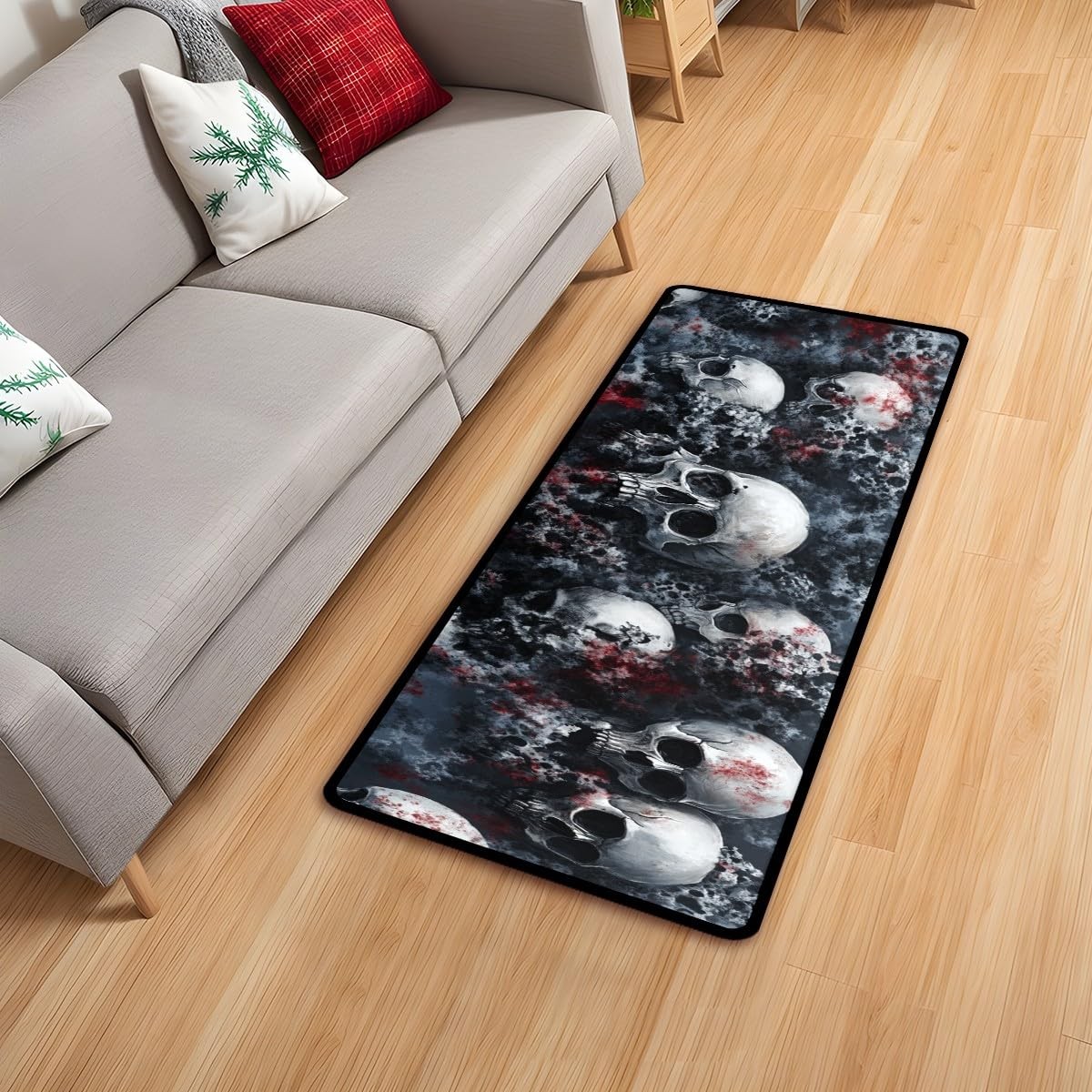 Skull Kitchen Room Mat, 20”x48” Laundry Room Rug Runner,Floor Mat Runner fo…