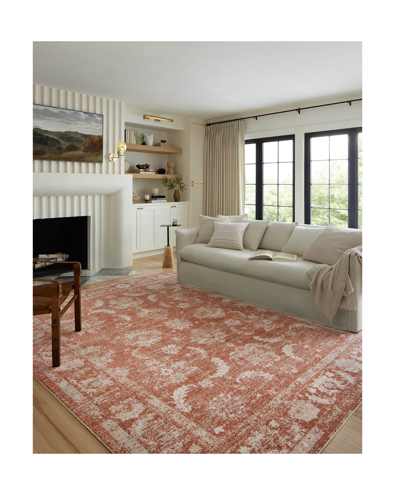 Loloi Odette Collection 7′-10″ x 10′ Area Rug in Rust/Ivory – Designer Long R…