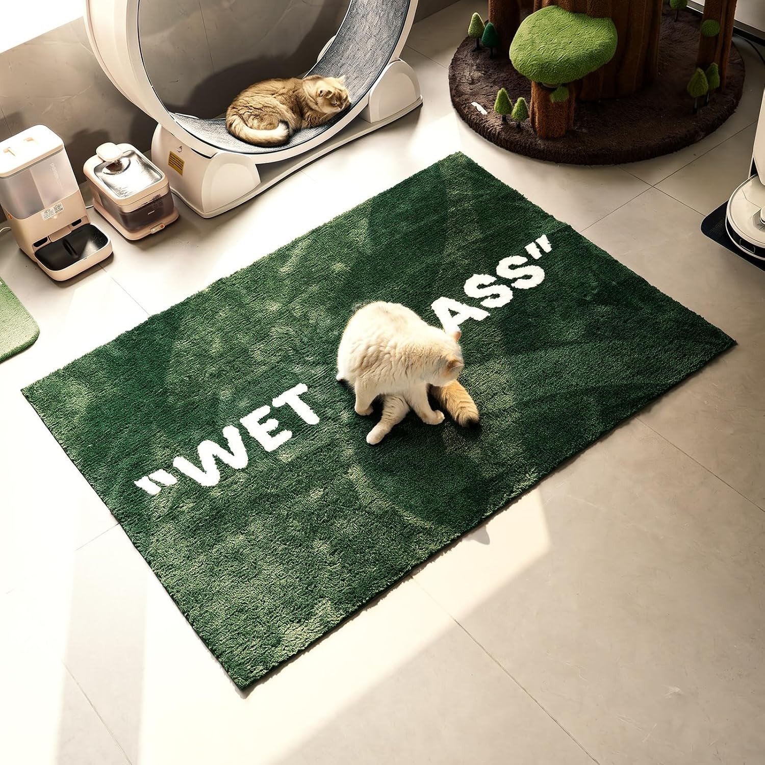 Handmade Flocked Wet Grass Effect Rug 1’8″ x 2’7″ Faux Grass Area Carpet