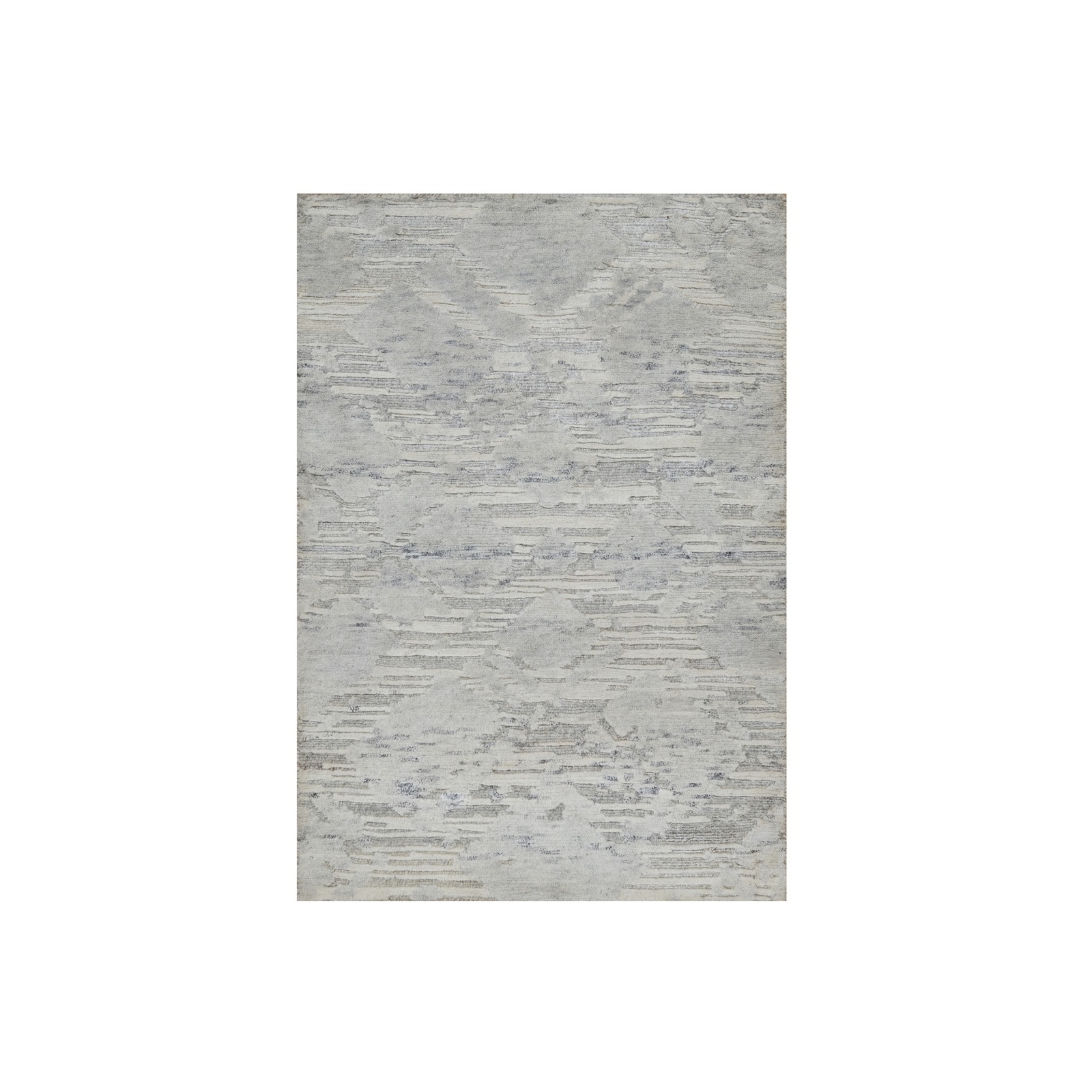 2’x3′ Medium Gray Undyed Natural Wool Modern Design Hand Knotted Mat Rug R91274