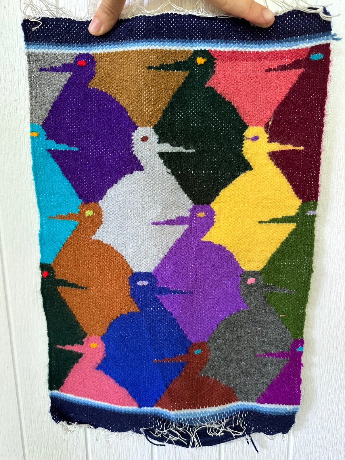 Tapestry Wall Hanging Alpaca Wool Birds Andes Inca Folk Textile Art Panel Decor