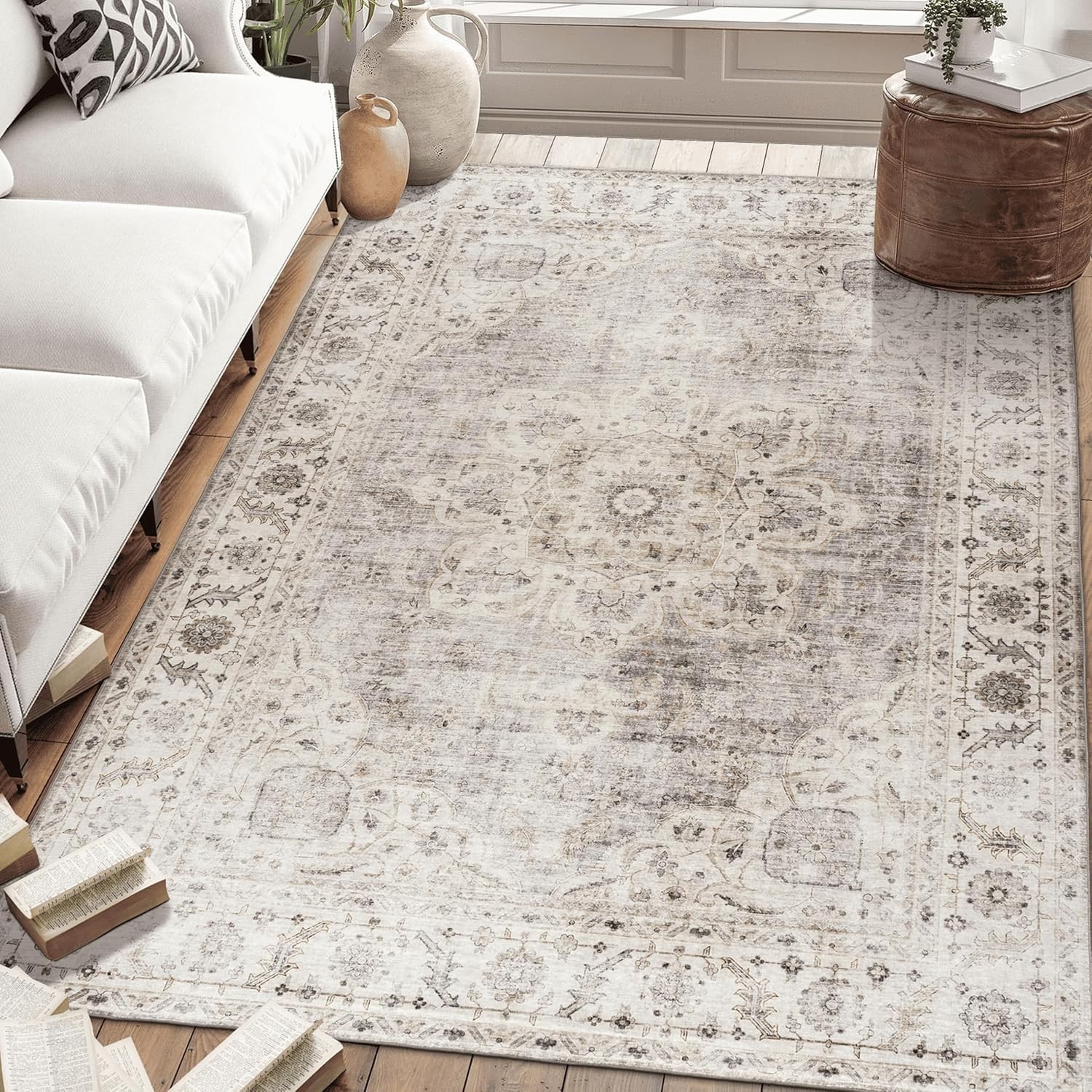 Eco-Friendly Machine Washable Rug, Vintage Bohemian Medallion – 4’x6′