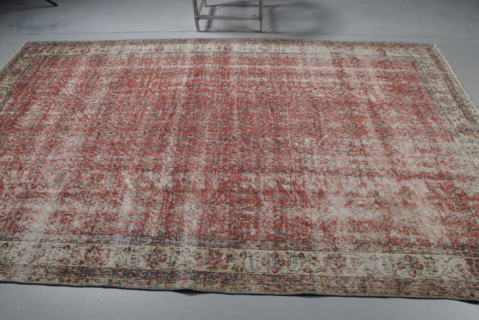 6,2×9,6 ft Turkish Large Rug, Red Blue Vintage Moroccan Wool Rug