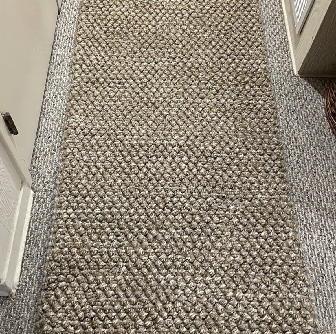 NWOT New Westelm boucle Reversible Jute Area Rug Runner 2.5’ X 7’